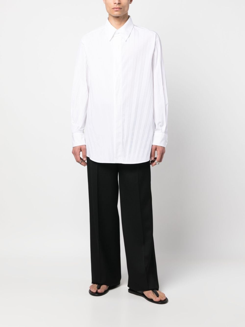 pleated long-sleeve shirt - 2