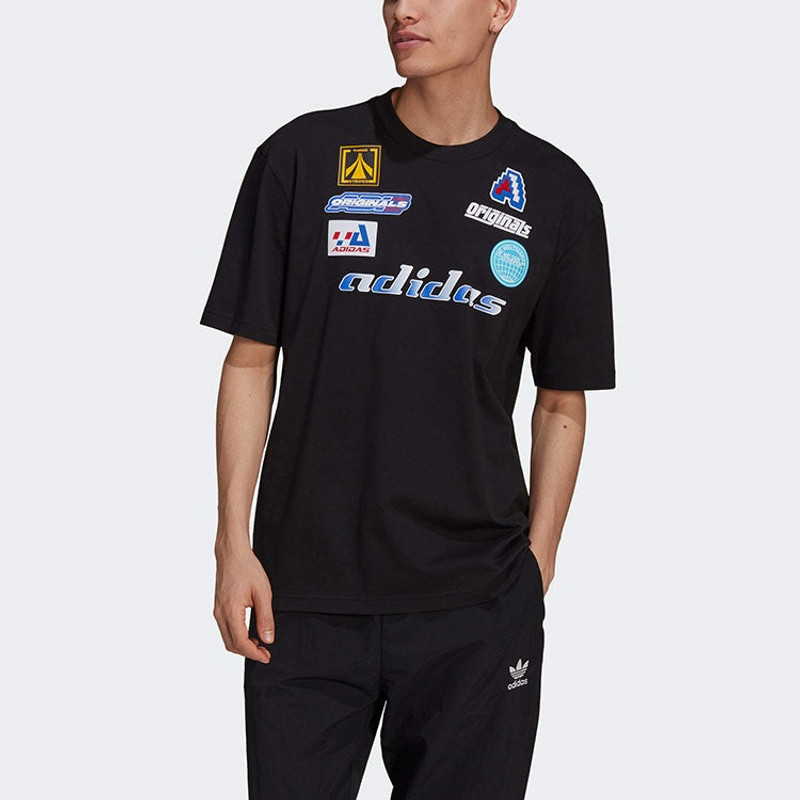 adidas adidas originals MENS TGP SS Moto Cross-country Printed Sports Short Sleeve Black HA4743 outlook