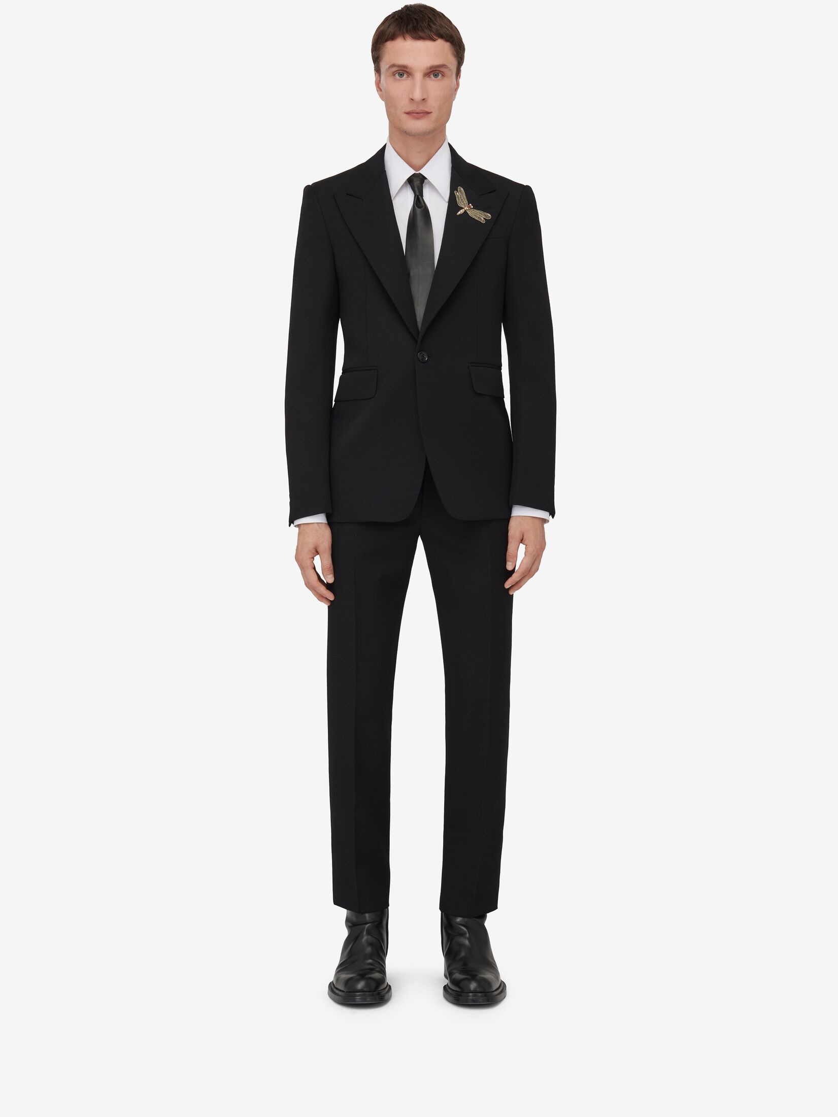 Men's Dragonfly Applique Single-breasted Jacket in Black - 2
