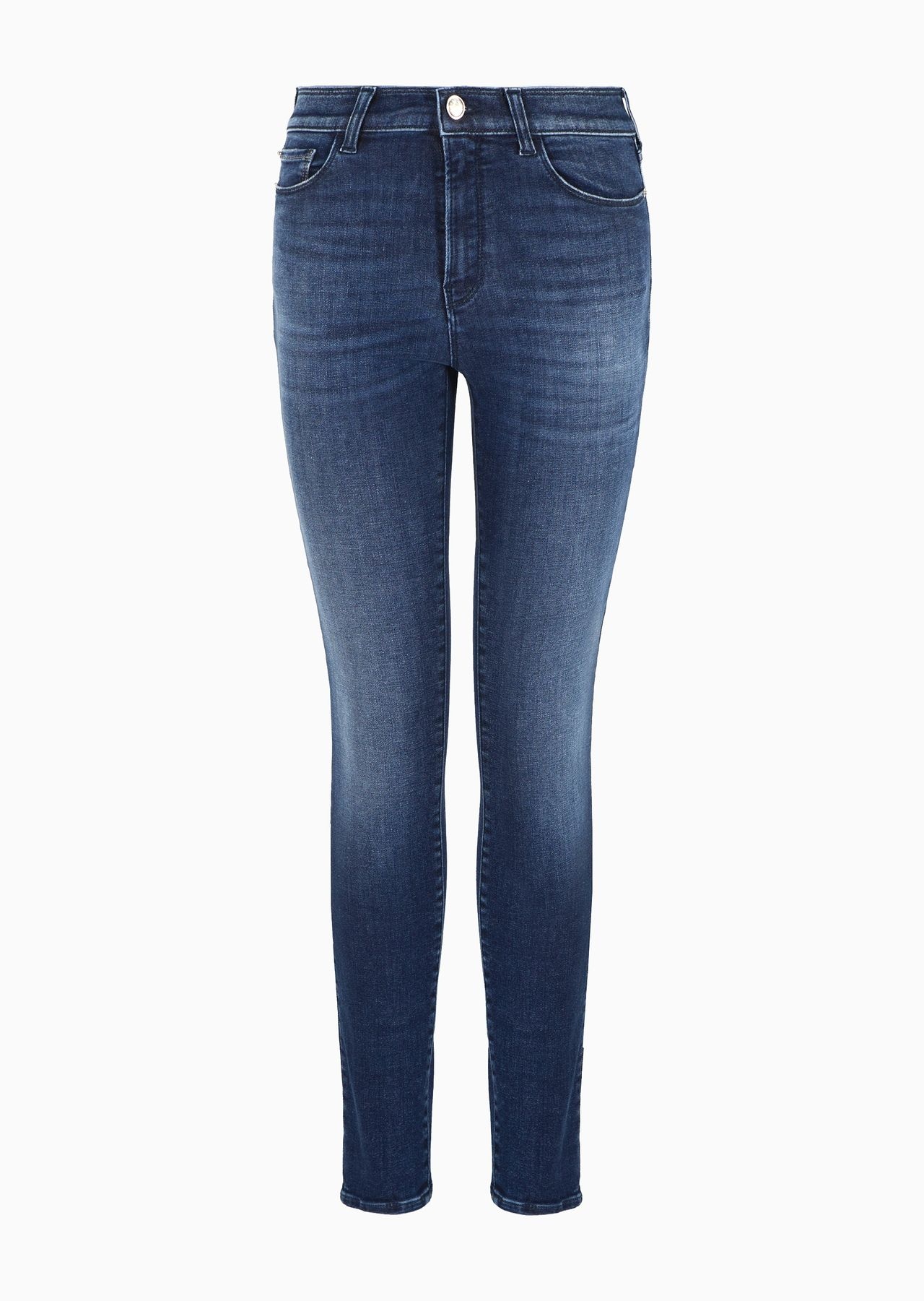 J20 High-waisted super-skinny jeans in a worn-look denim - 1
