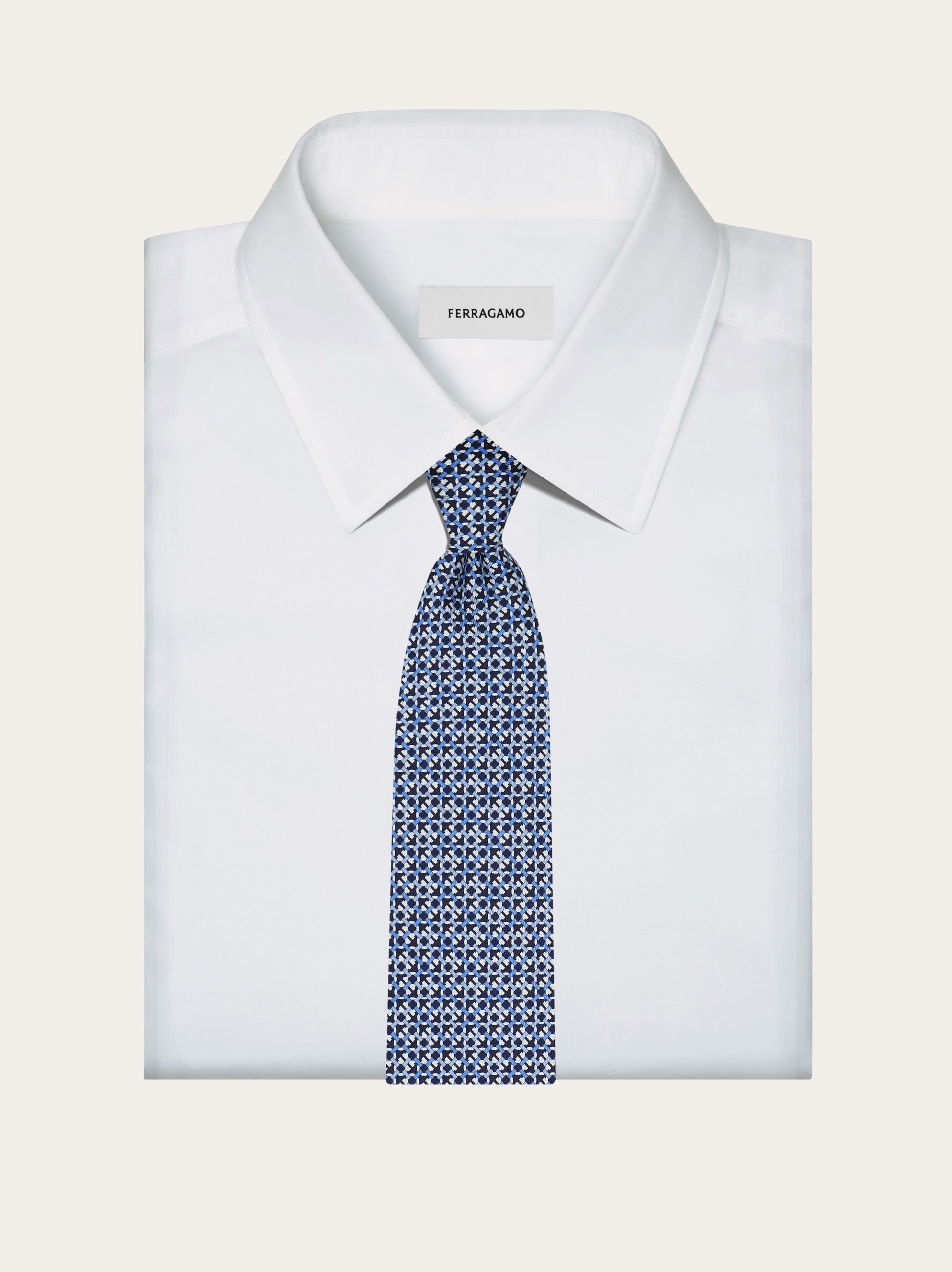 Gancini print silk tie - 4
