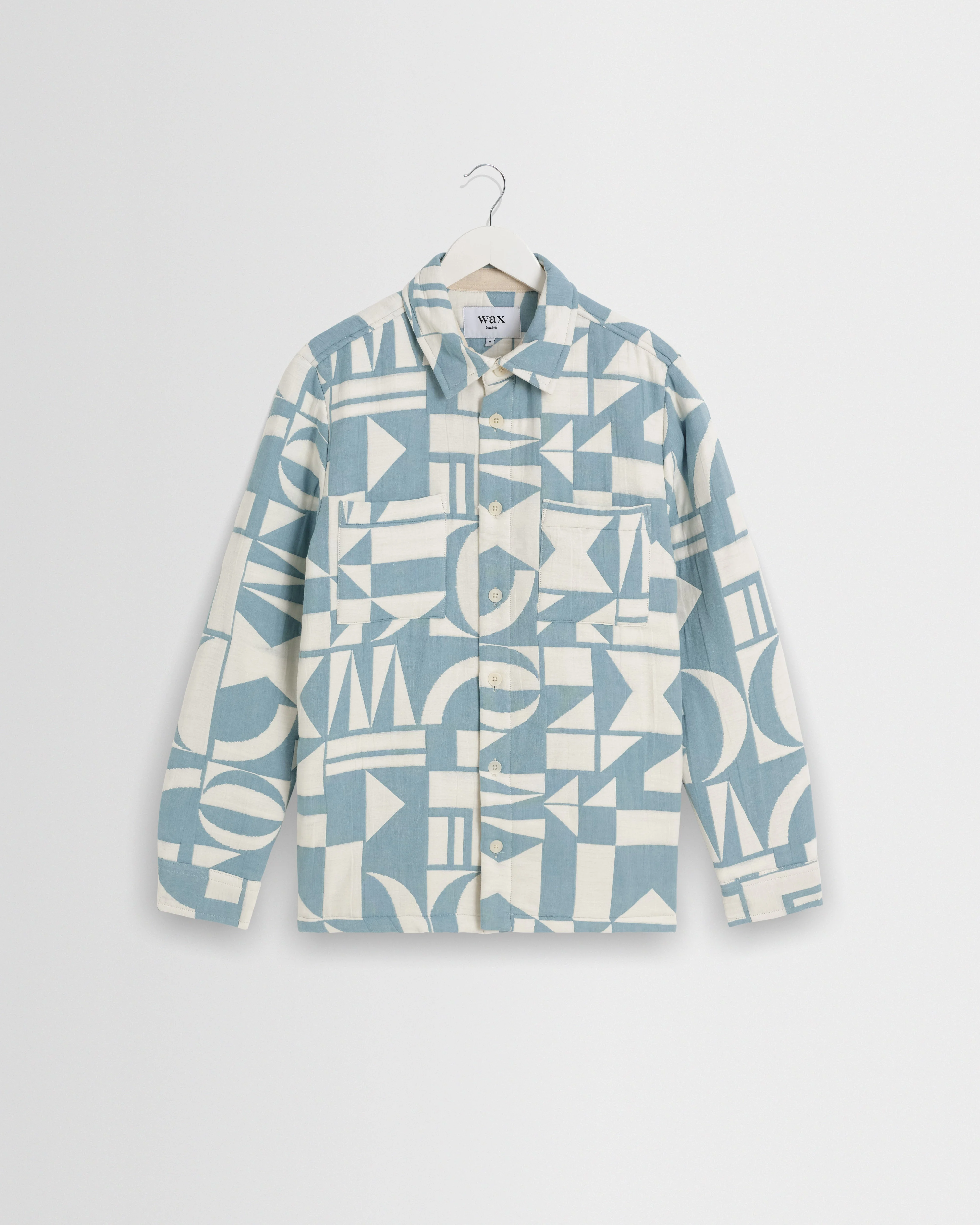 Otto - Light Blue And Ecru Quilted Jacquard Overshirt - 1