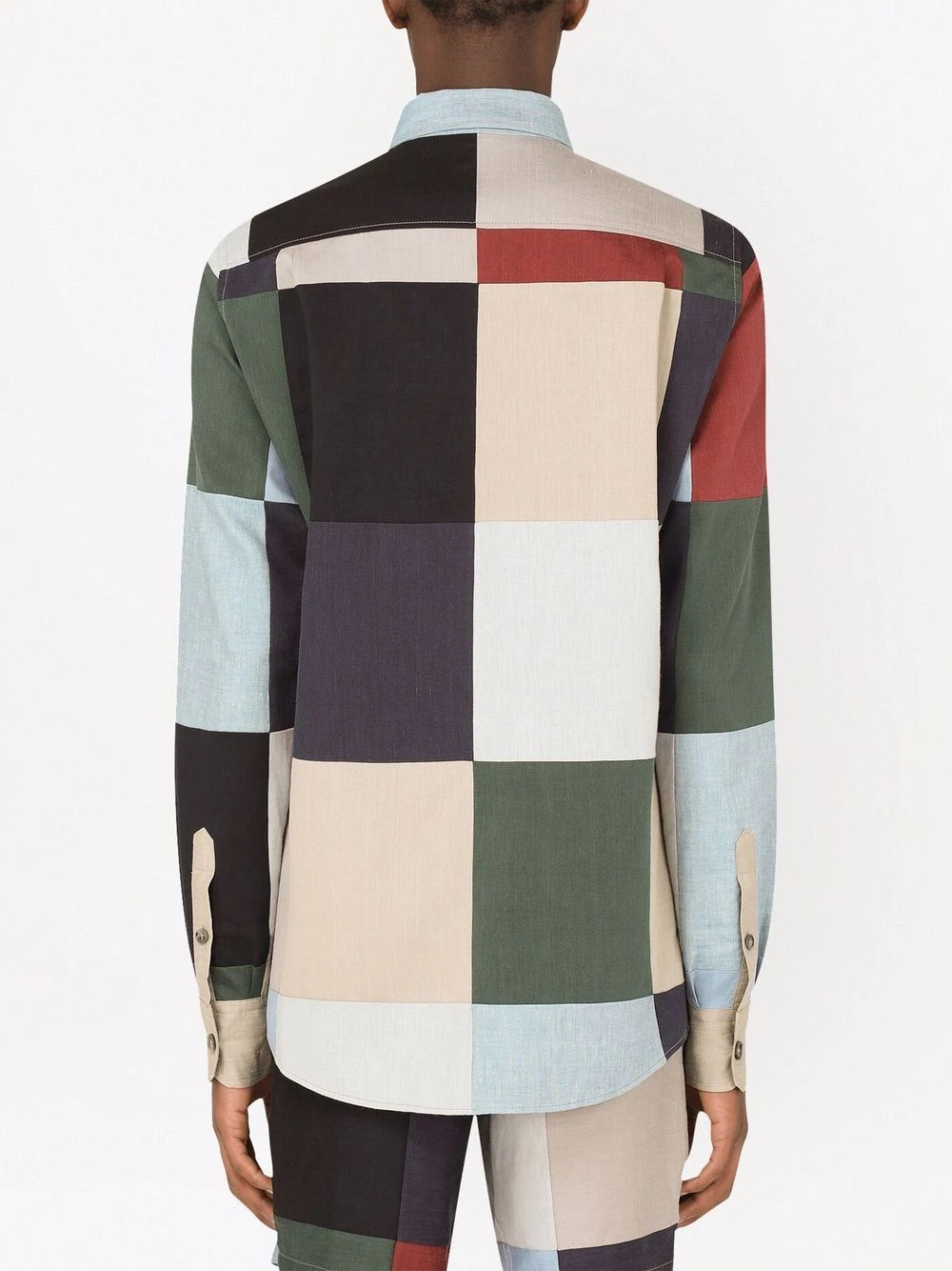 patchwork long-sleeved shirt - 4