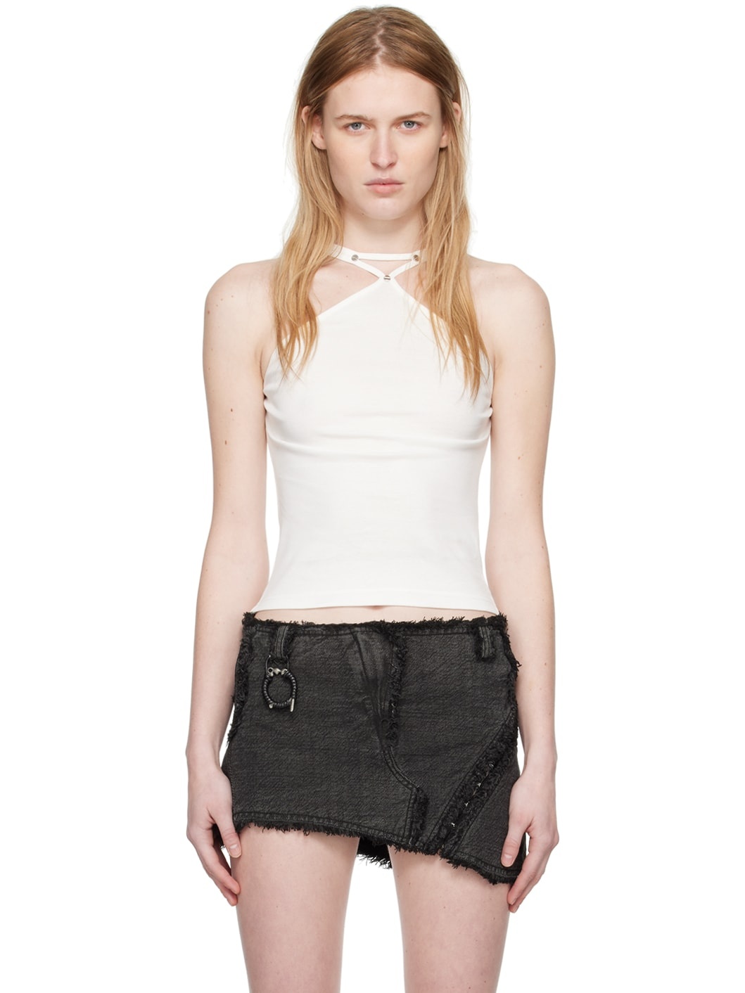 White Pierced Tank Top - 1
