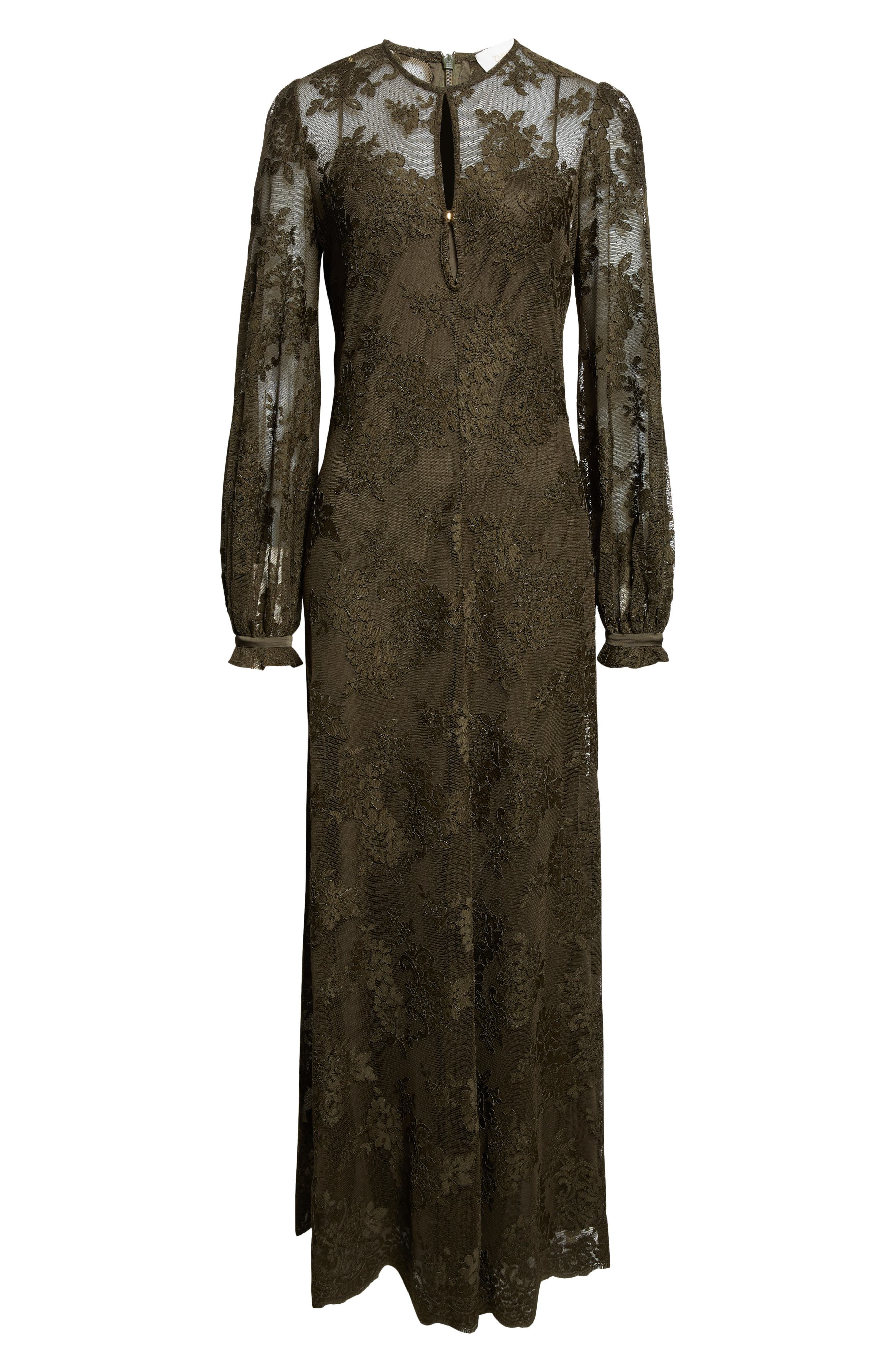 Zimmermann Memento Long Sleeve Lace Maxi Dress in Olive at Nordstrom - 5
