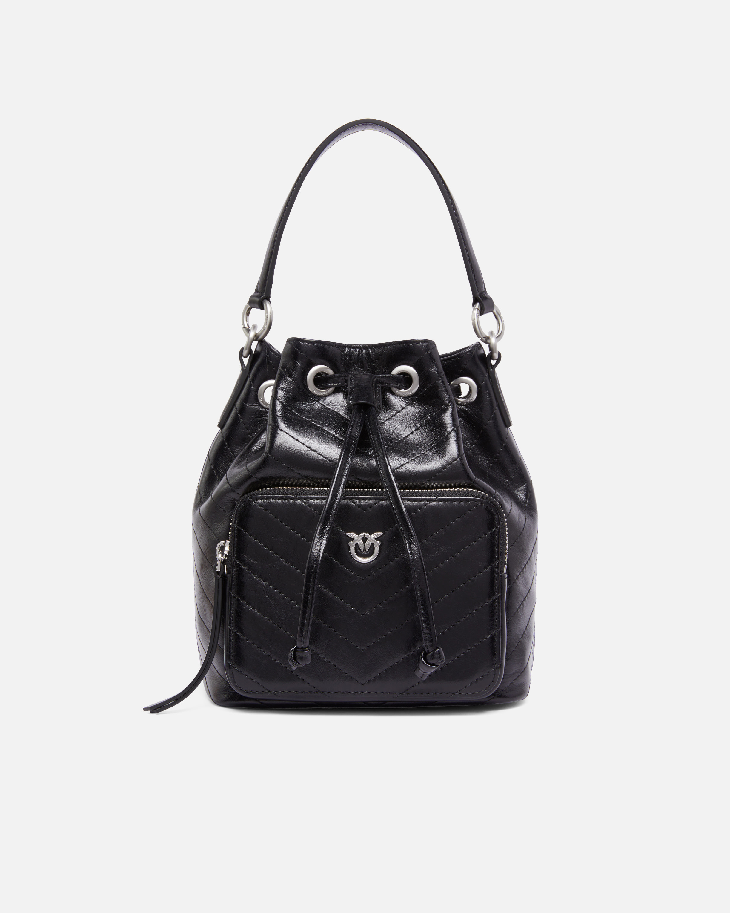 SMALL LEATHER CARGO BUCKET BAG WITH POCKET - 1