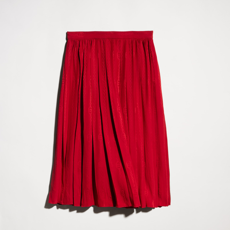 Interlocking G chain silk jacquard midi skirt - 1