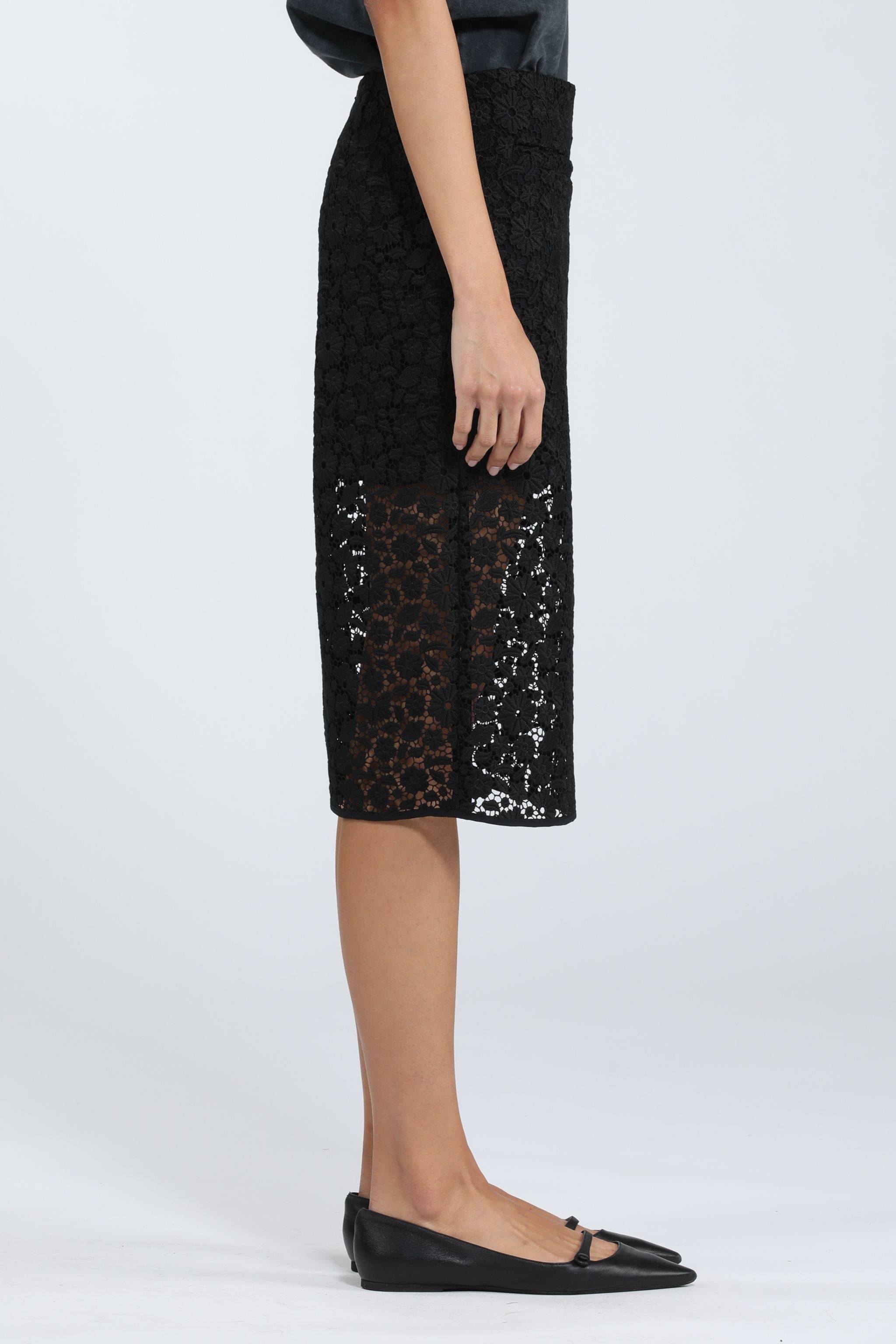 FLORAL-LACE MIDI SKIRT - 3