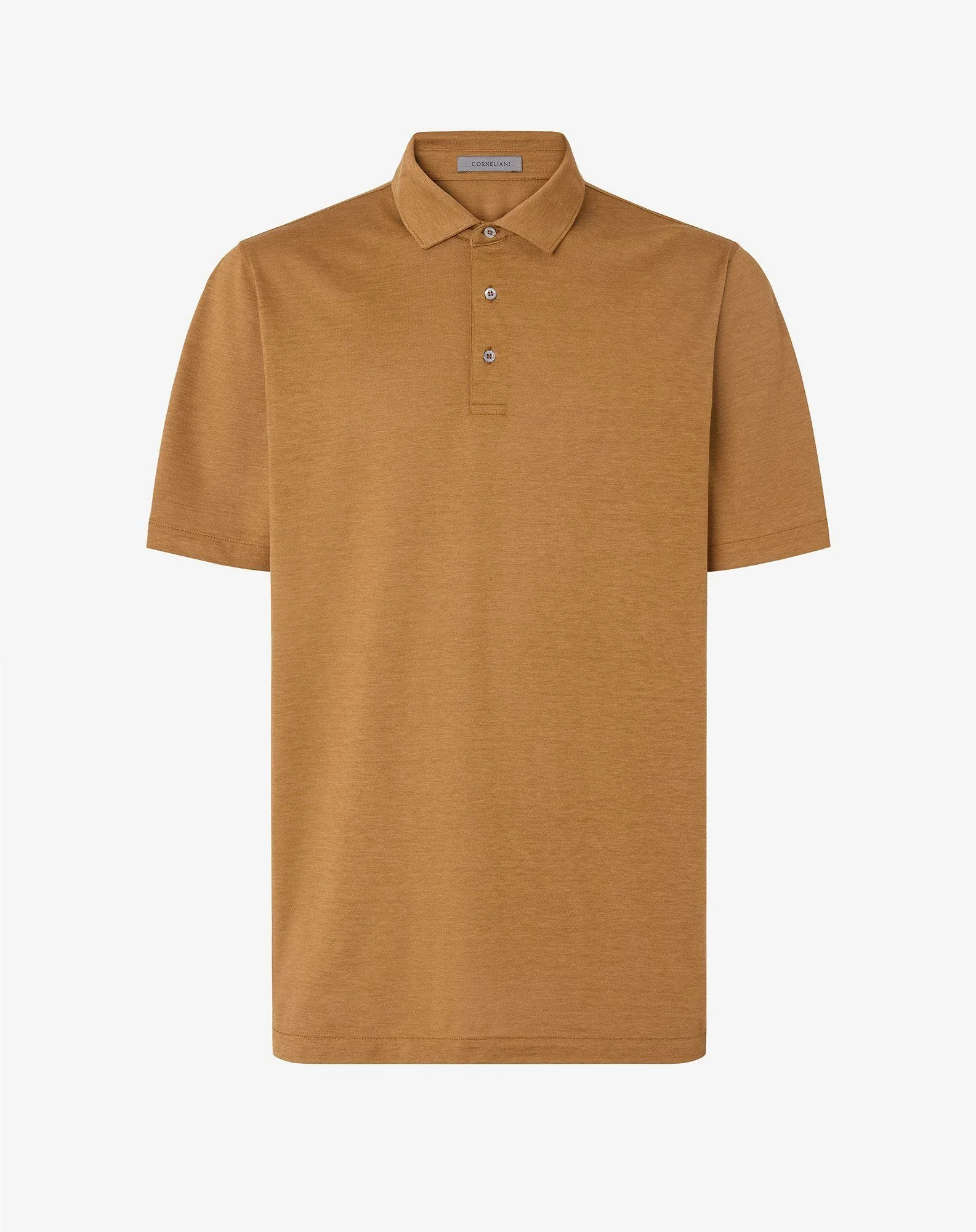 Mustard-coloured luxury jersey polo shirt with buttons - 1