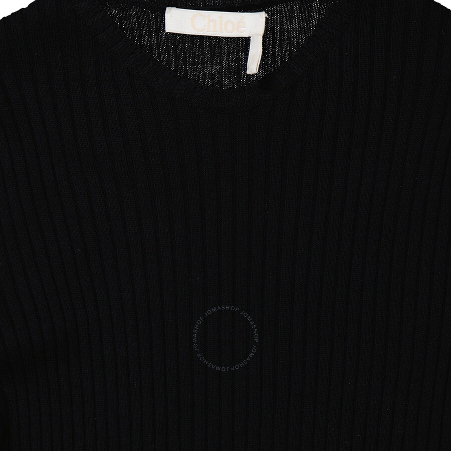 Chloe Ladies Black Long Knitted Wool And Cashmere Dress - 7