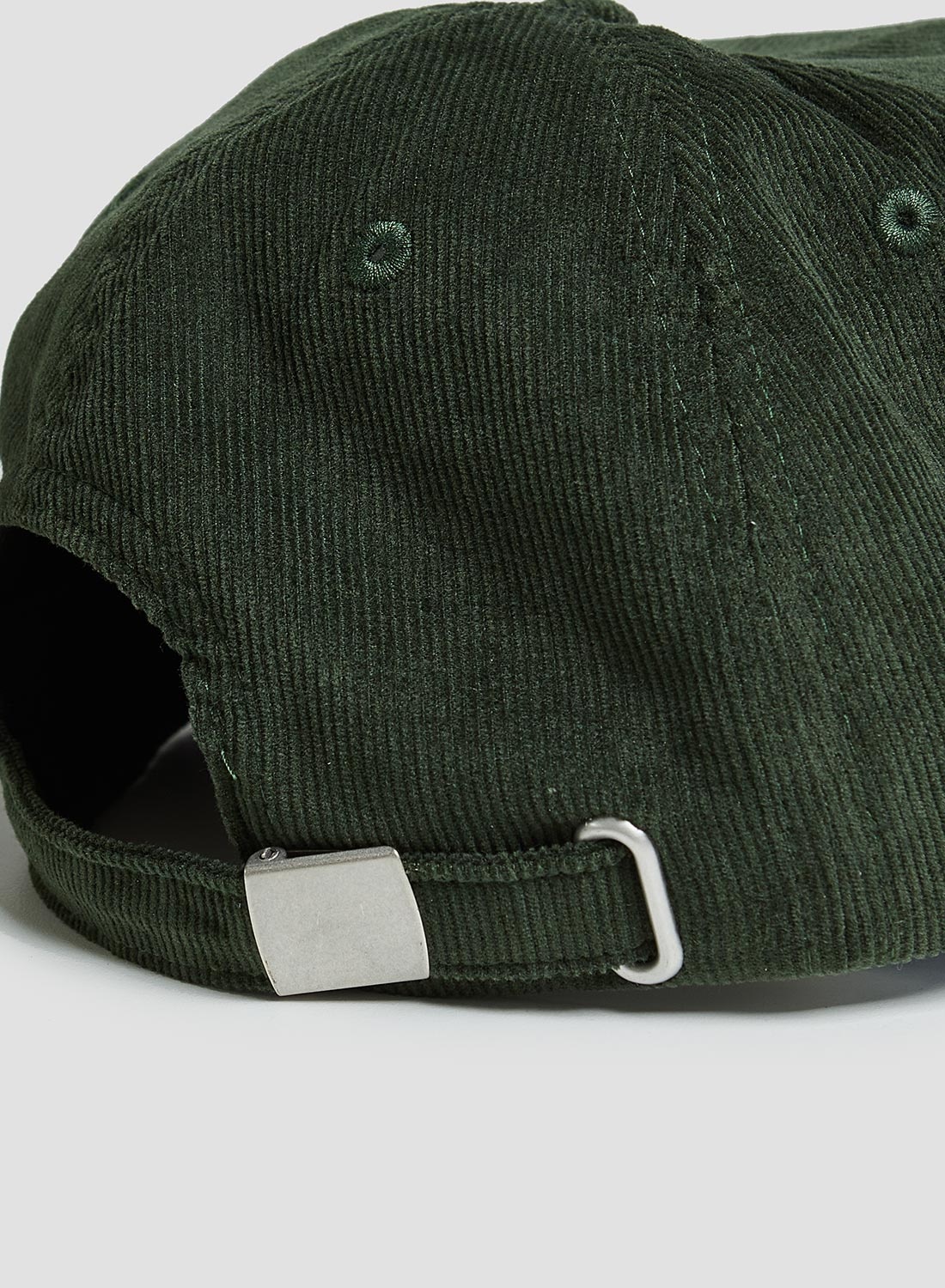 Corduroy Embroidered Cap in Dark Olive - 3
