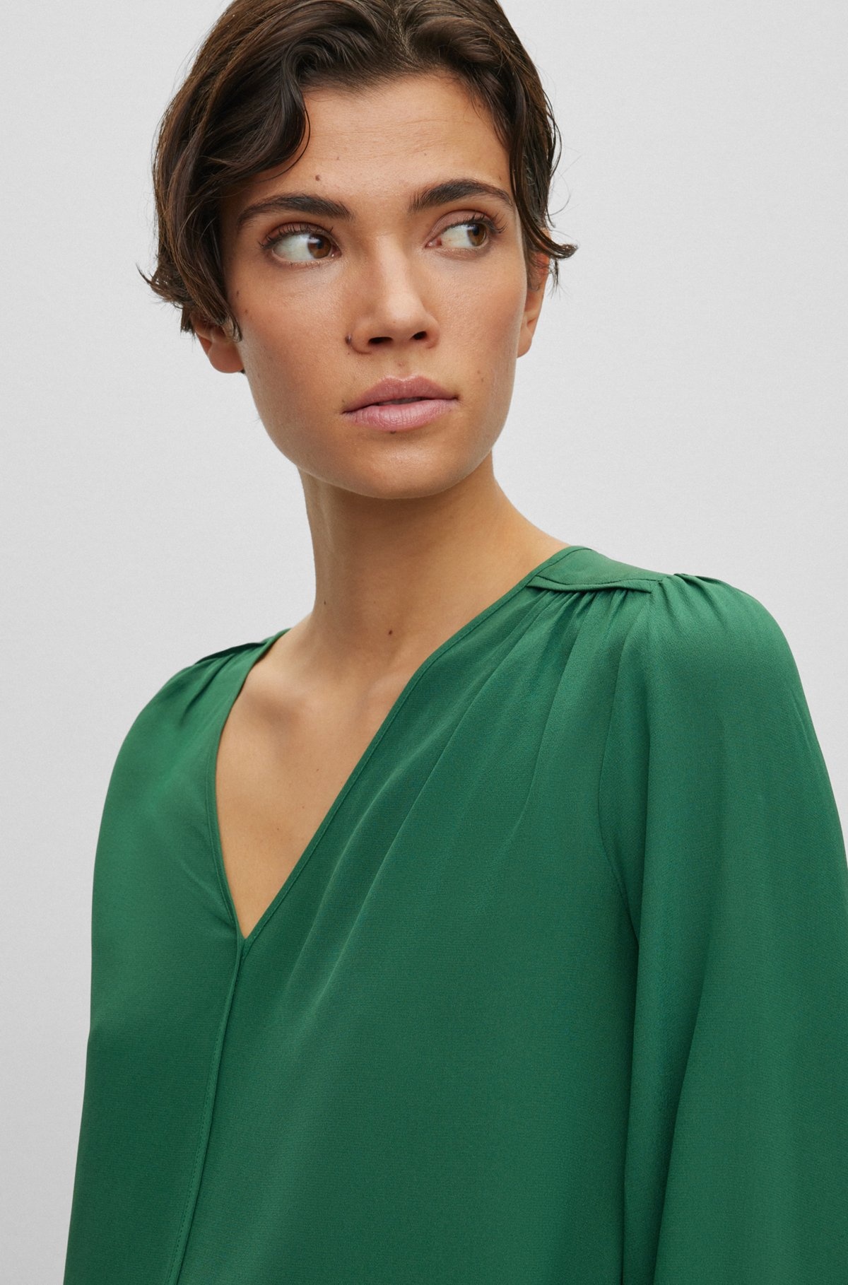 V-NECK REGULAR-FIT BLOUSE IN WASHED SILK - 5