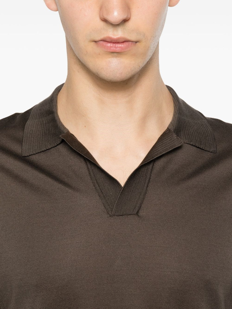Brioni Piquet silk polo shirt outlook