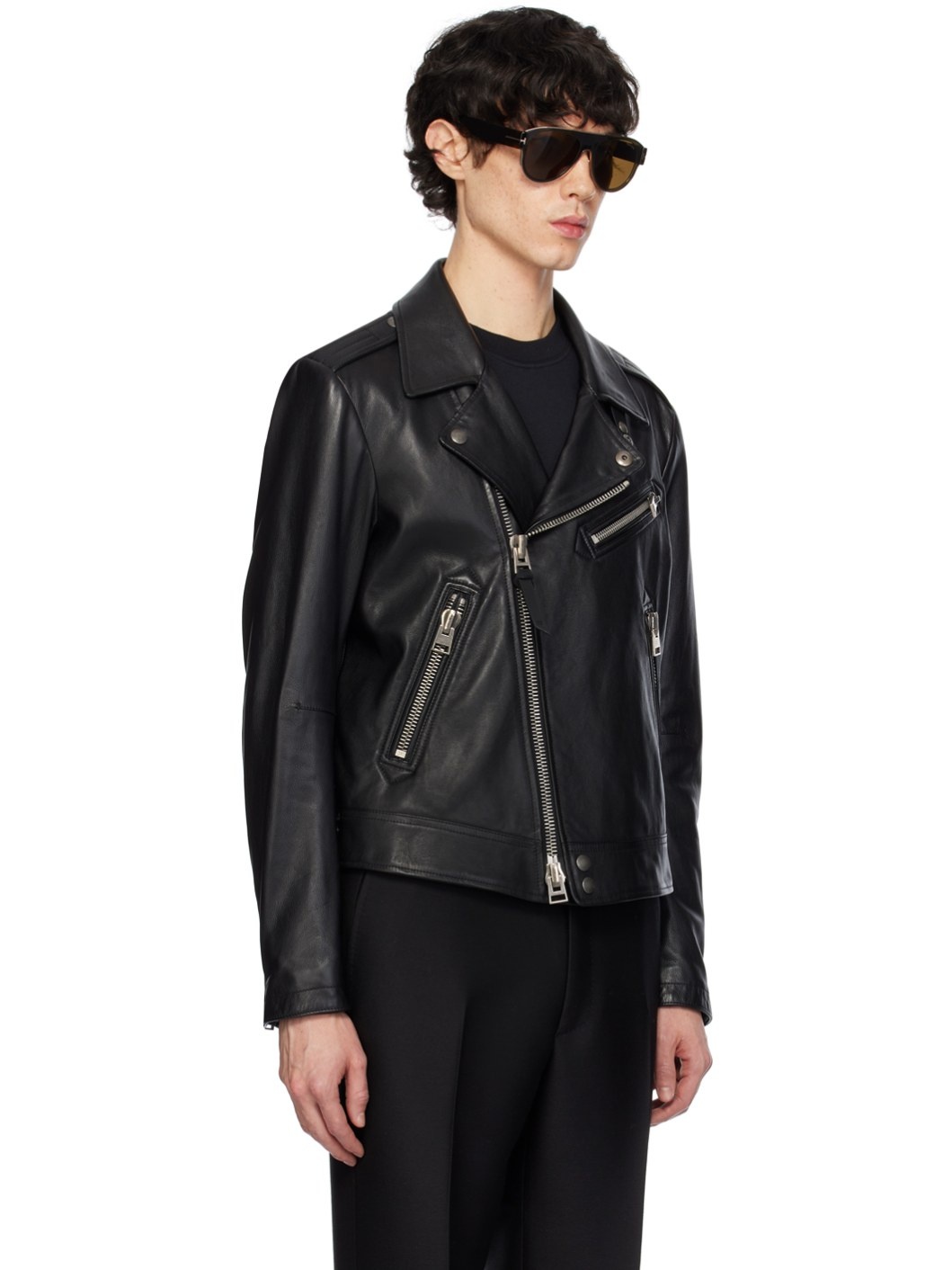 Black Biker Leather Jacket - 2