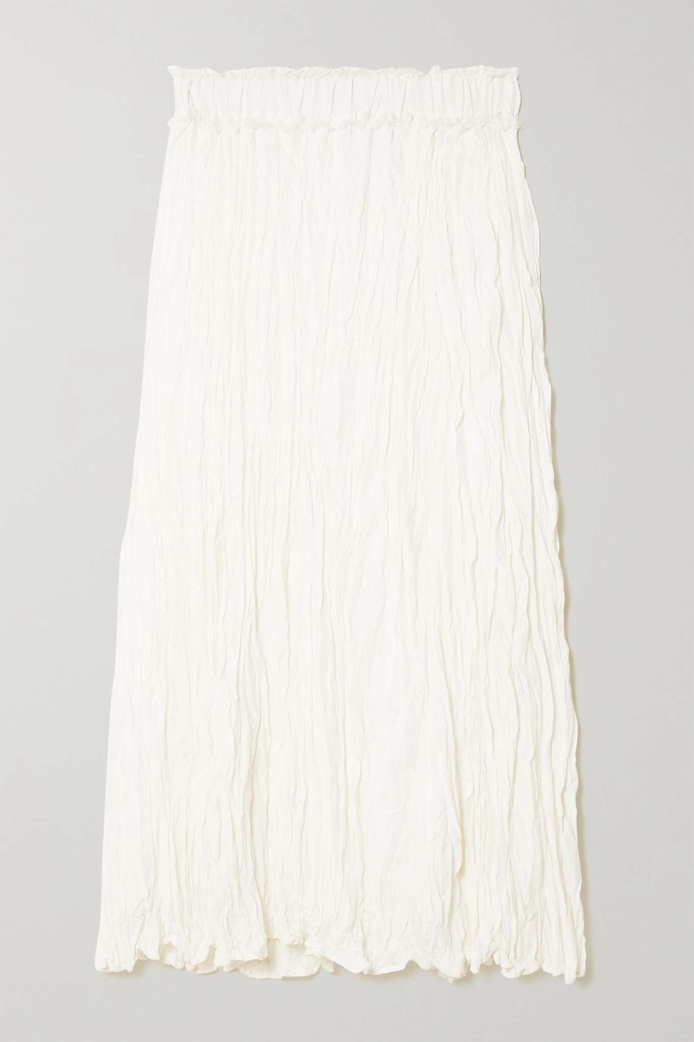 Frayed crinkled silk-habotai midi skirt - 1