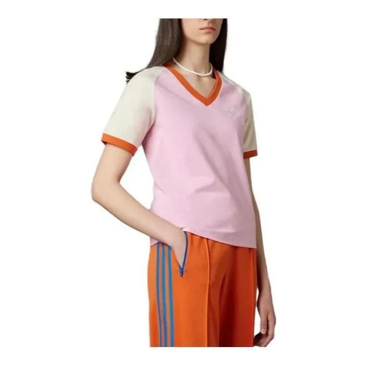 (WMNS) adidas originals Adicolor 70s V-Neck Cali T-shirt 'True Pink' IK7886 - 1