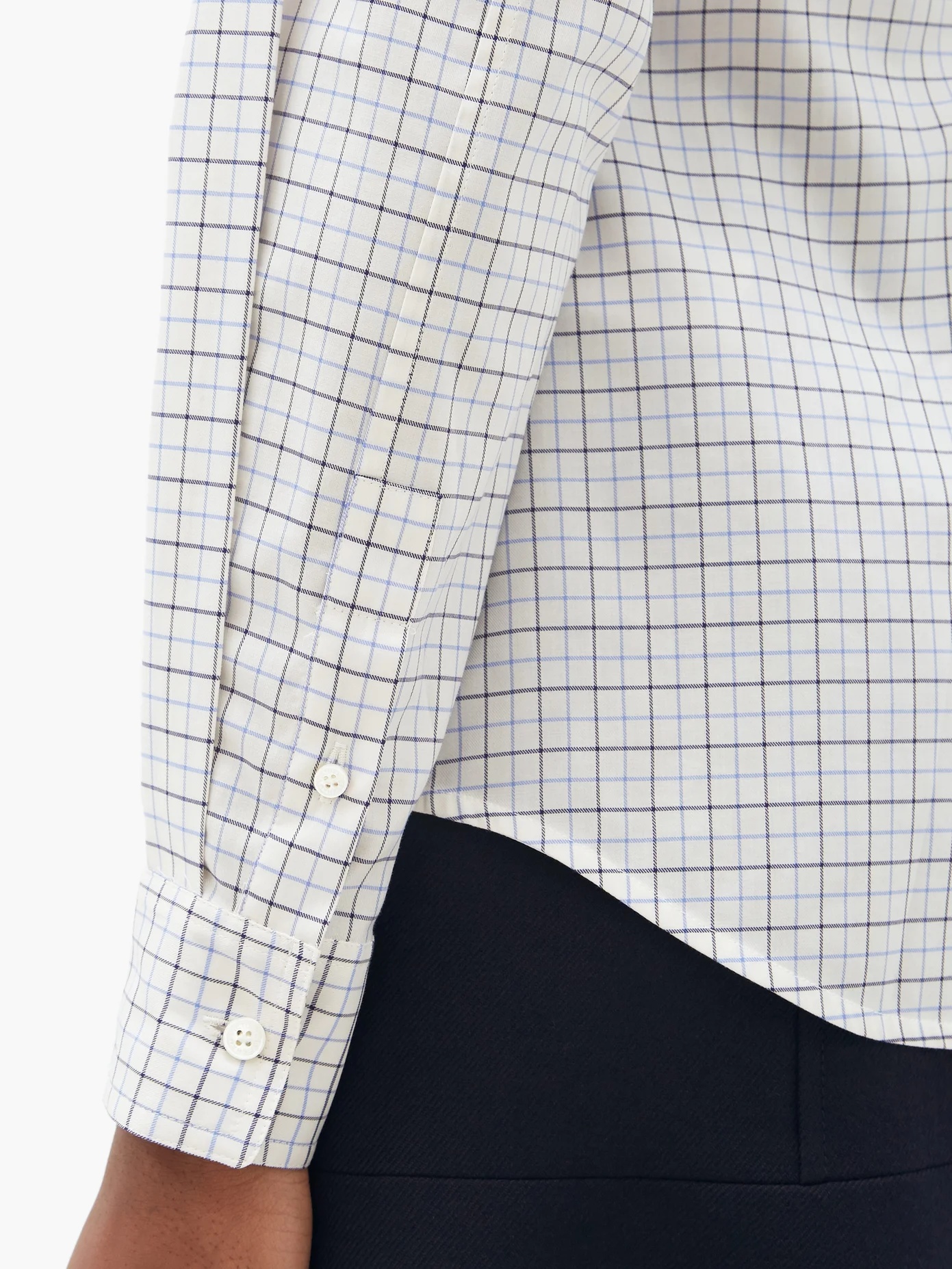 Butterfly-collar checked cotton shirt - 4