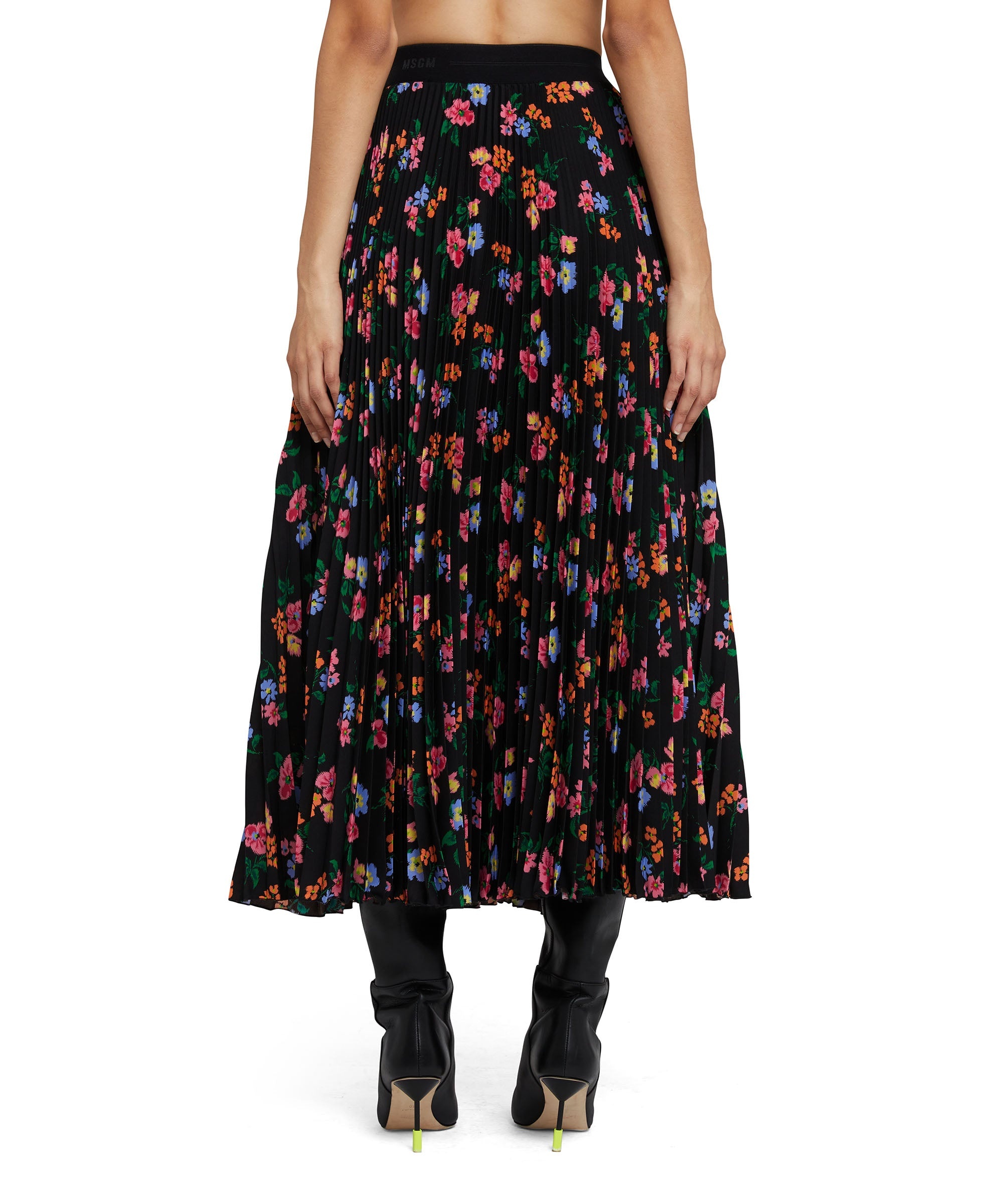 Pleated midi skirt with "fresh bouquet techno" print - 4