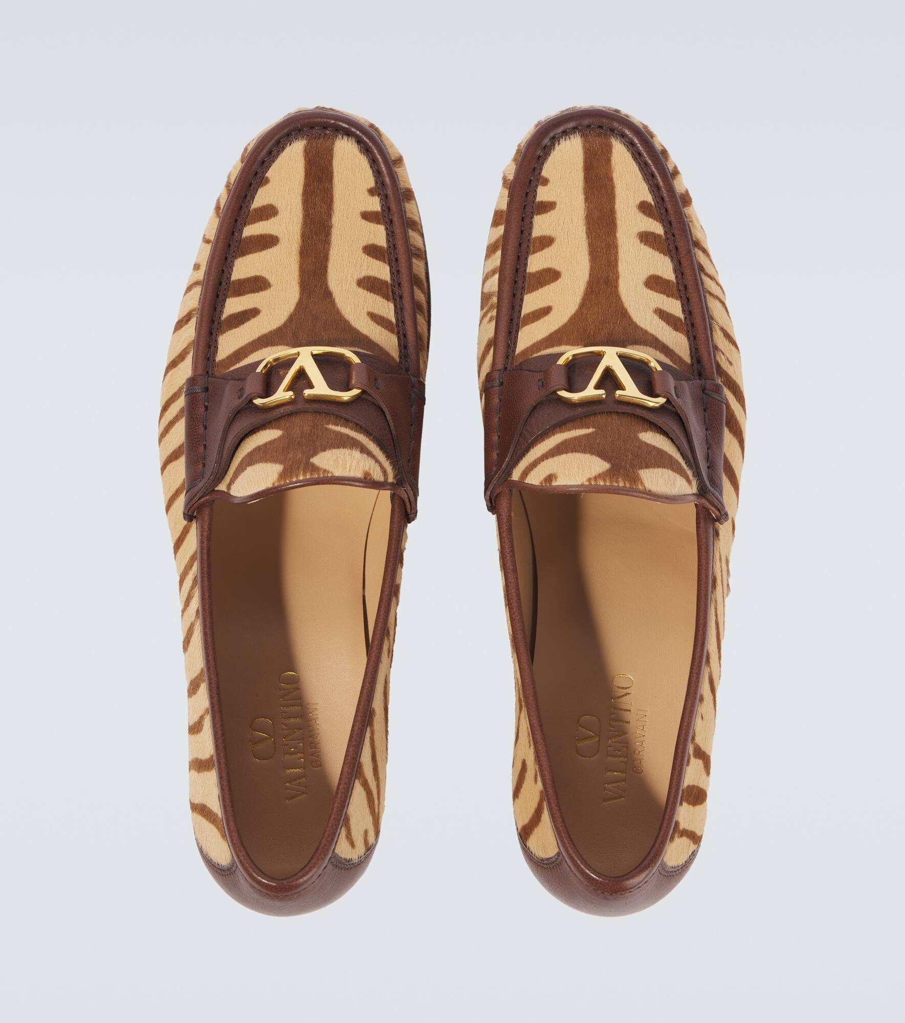 VLogo zebra-print calf hair loafers - 4