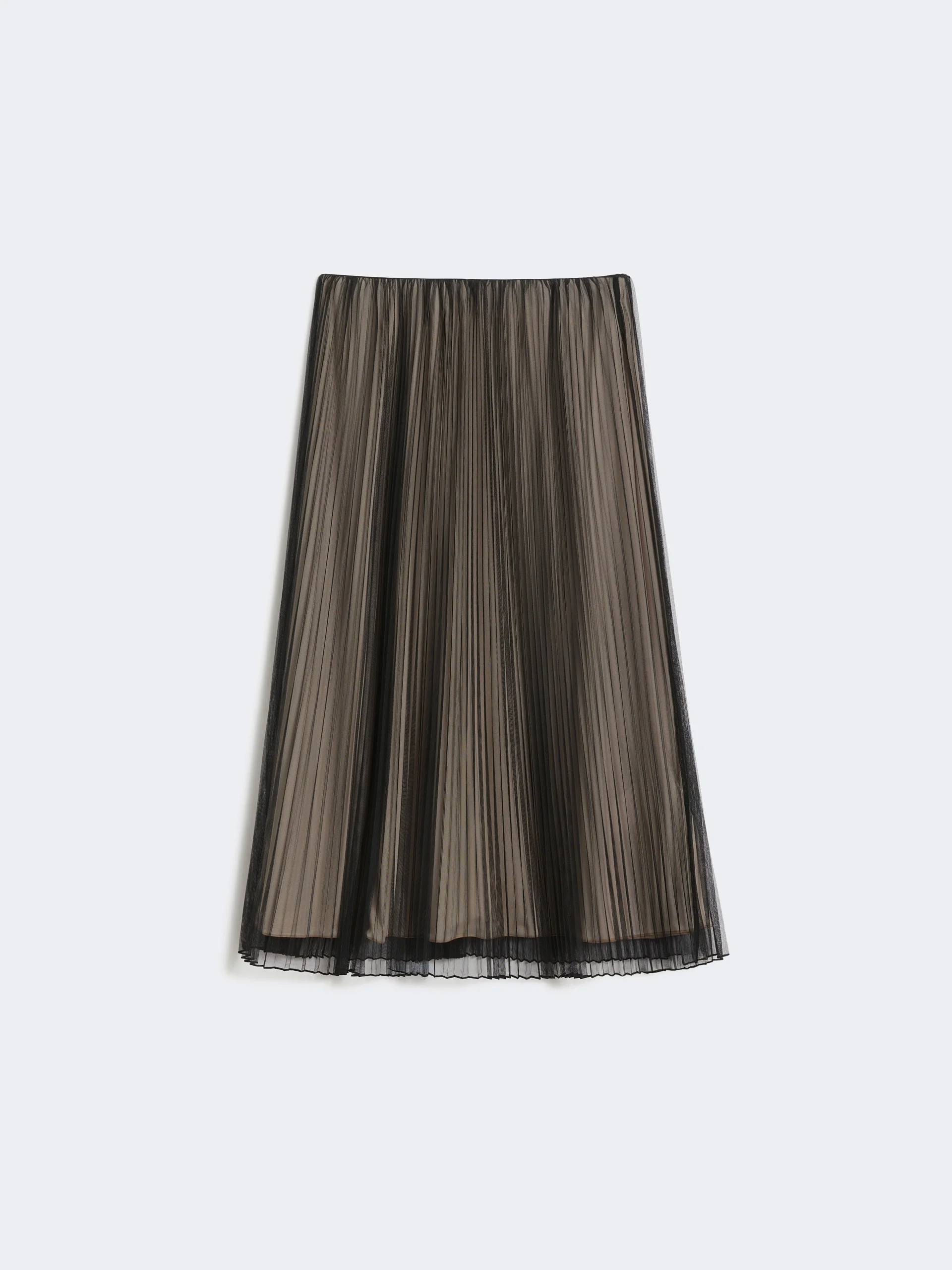 Plissé-pleated tulle skirt - BLACK - 1