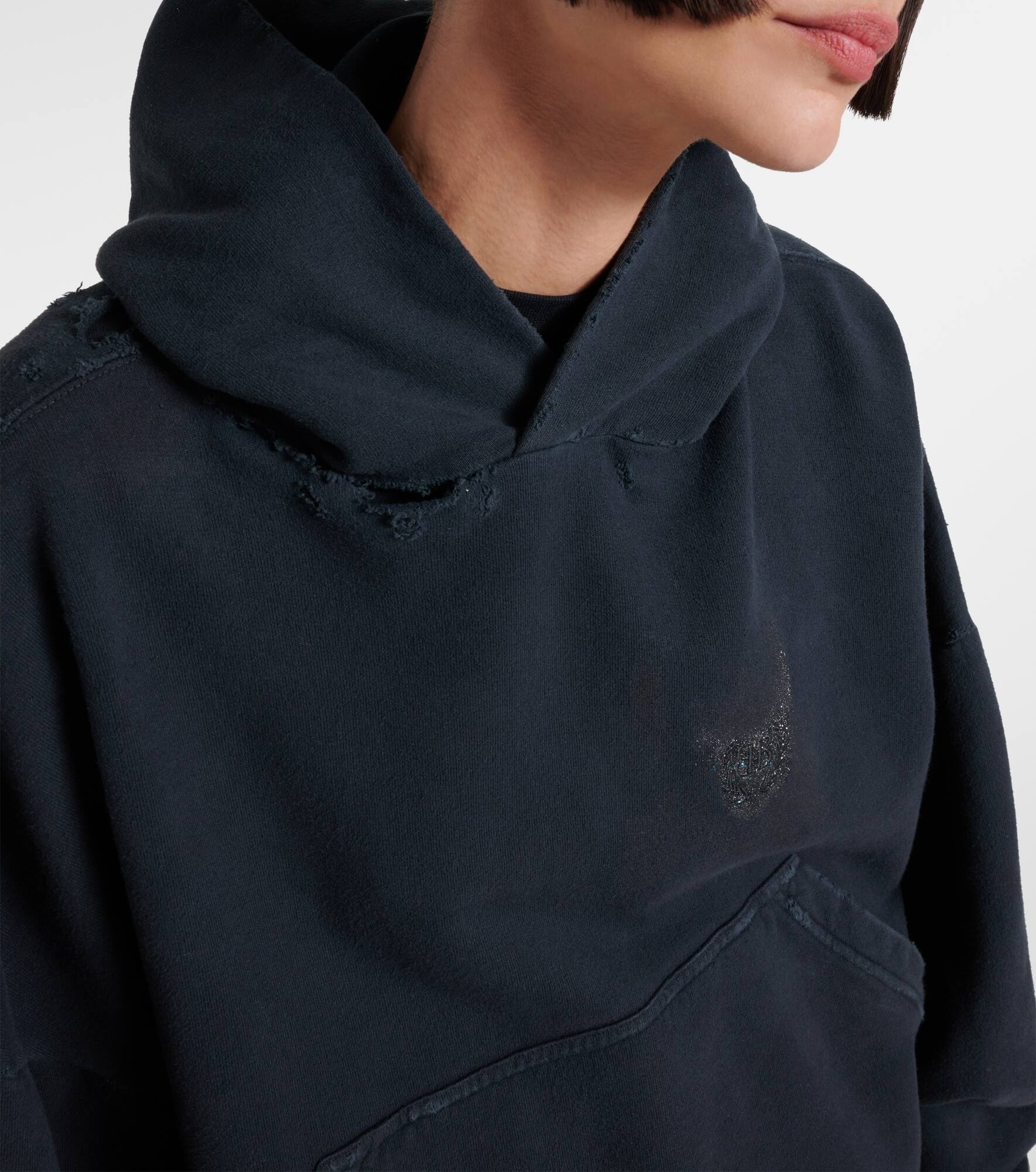 Logo distressed cotton-blend hoodie - 4
