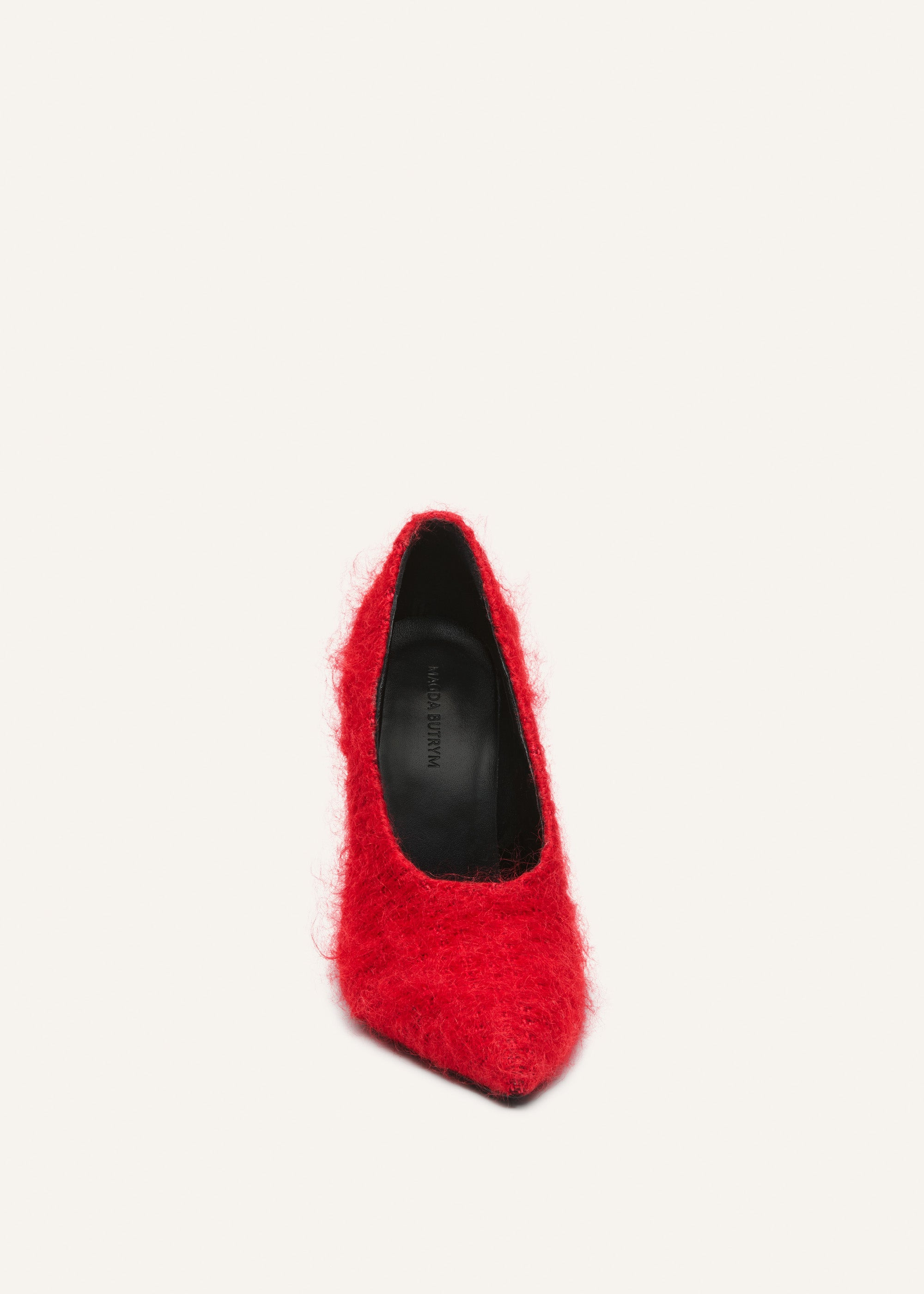Loomed sculptural pumps in red - 3