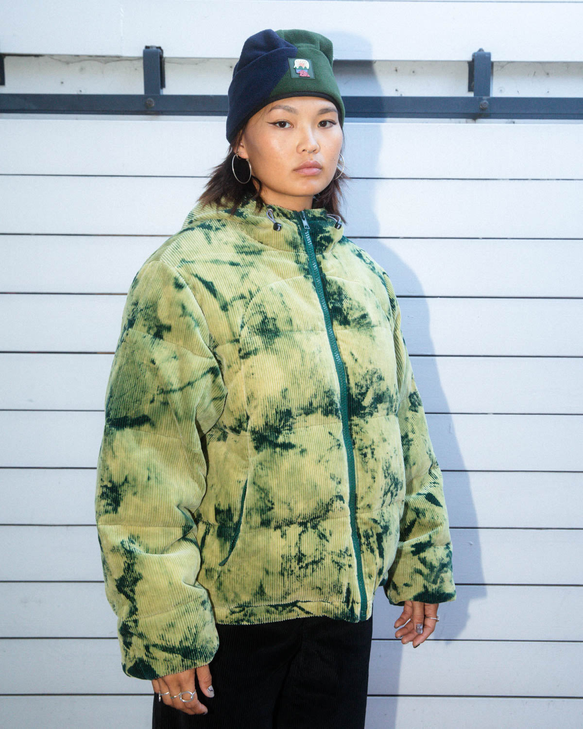 Bleach Dyed Dimension Puffer Jacket - Olive - 7