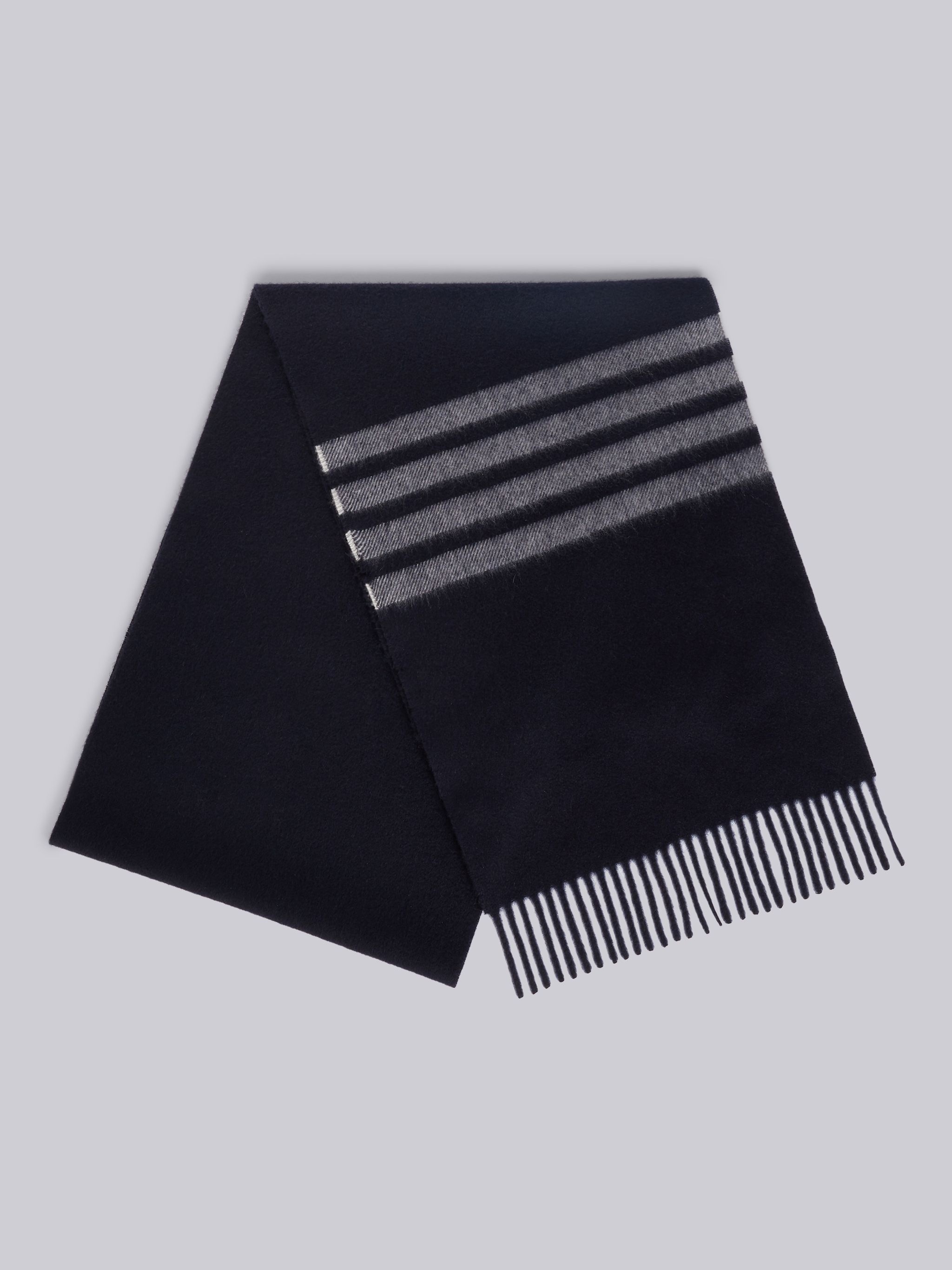 Navy Cashmere 4-Bar Scarf - 3