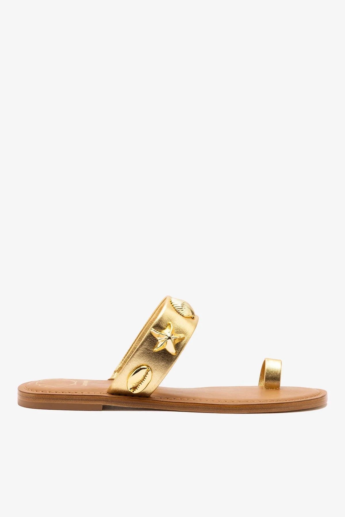 Madison Thong Sandal In Gold Metallic Leather - 1