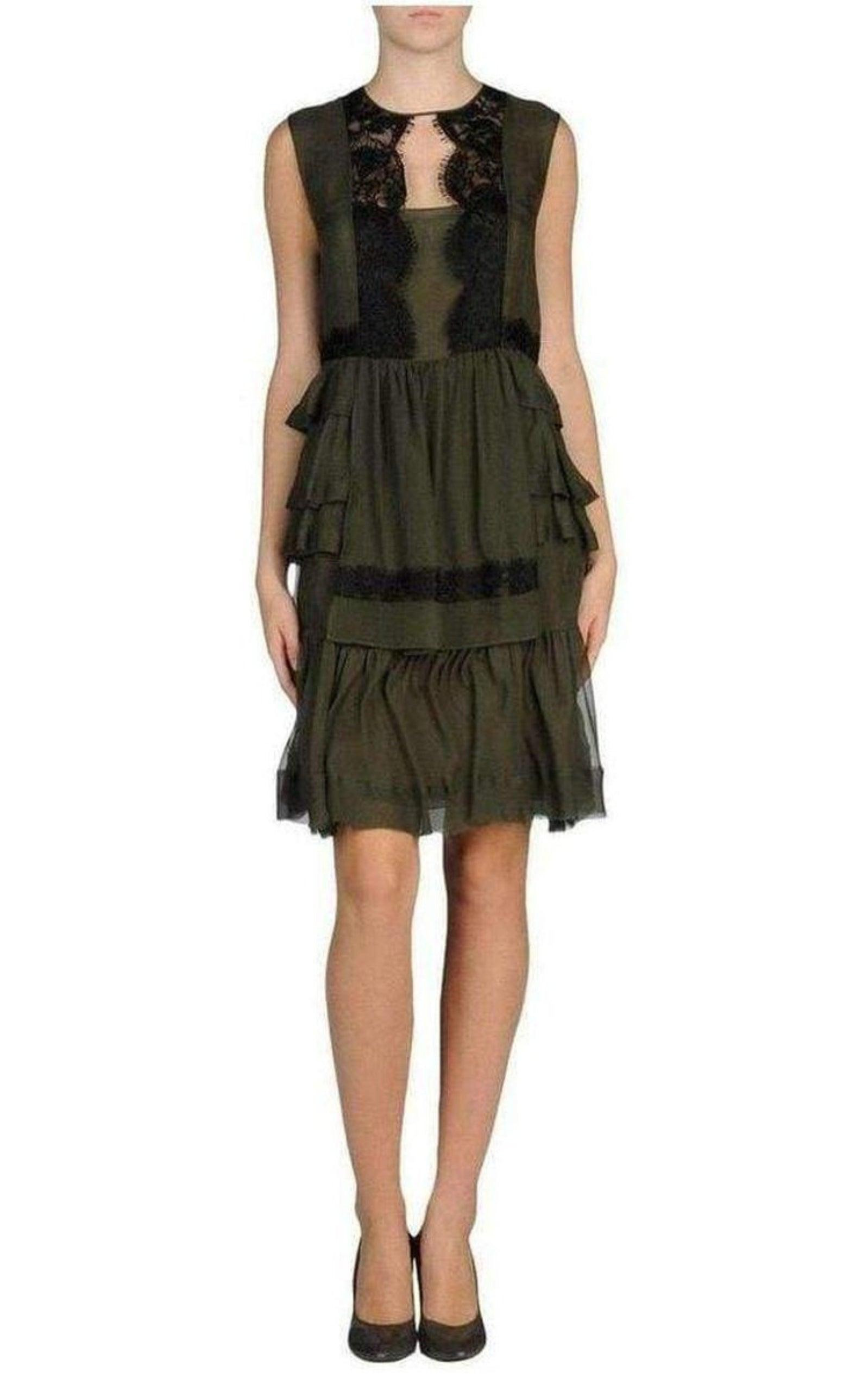 Silk Lace Ruffled Dress - 2