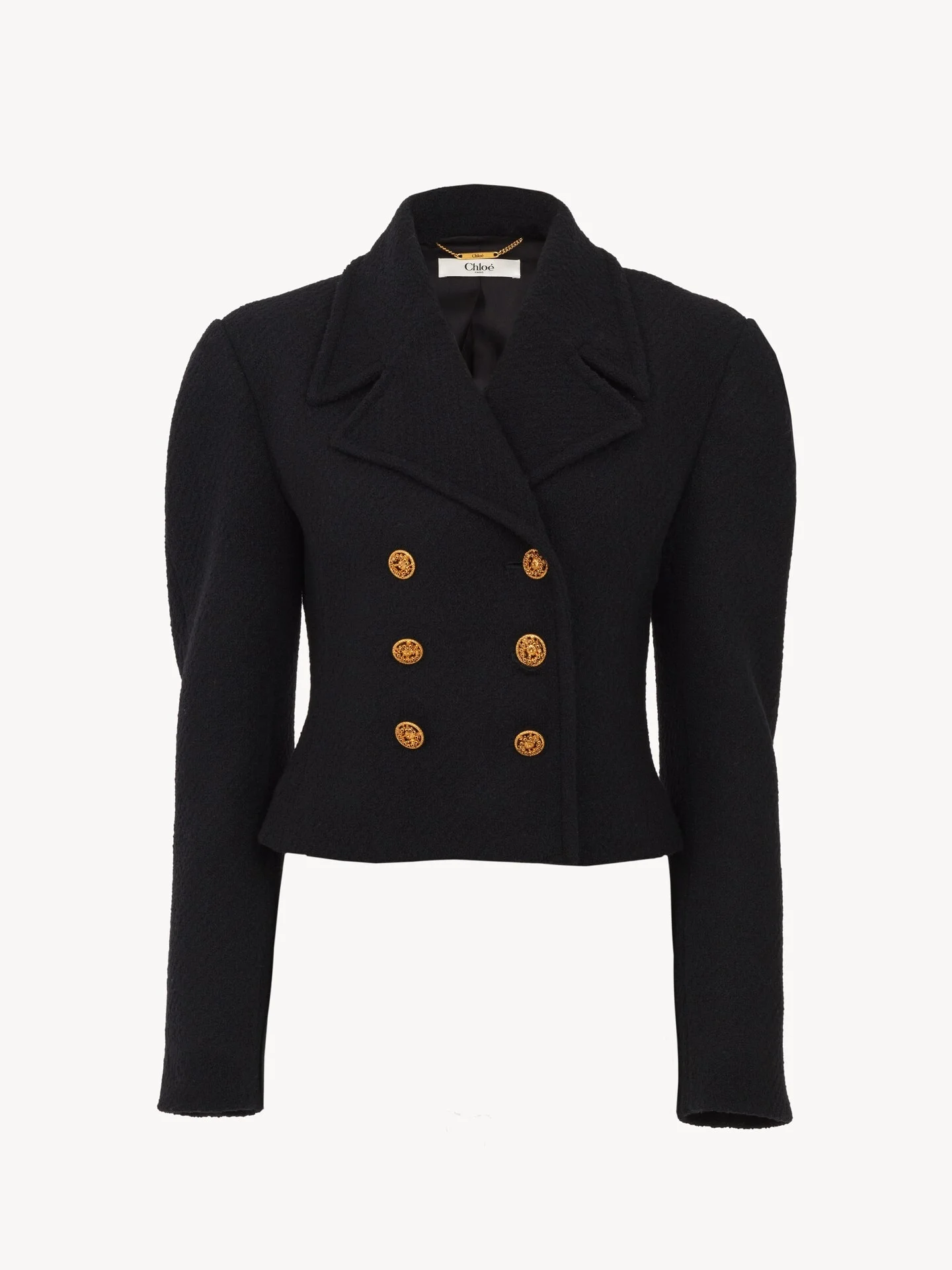 DOUBLE-BREASTED CROPPED JACKET IN WOOL BOUCLETTE - 1