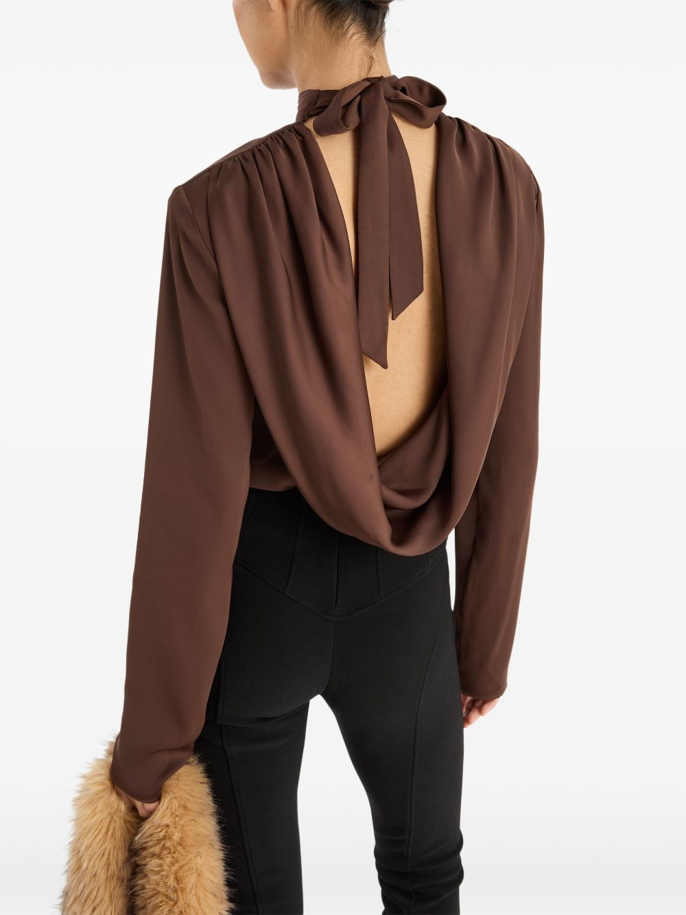cowl-back long-sleeve top - 5