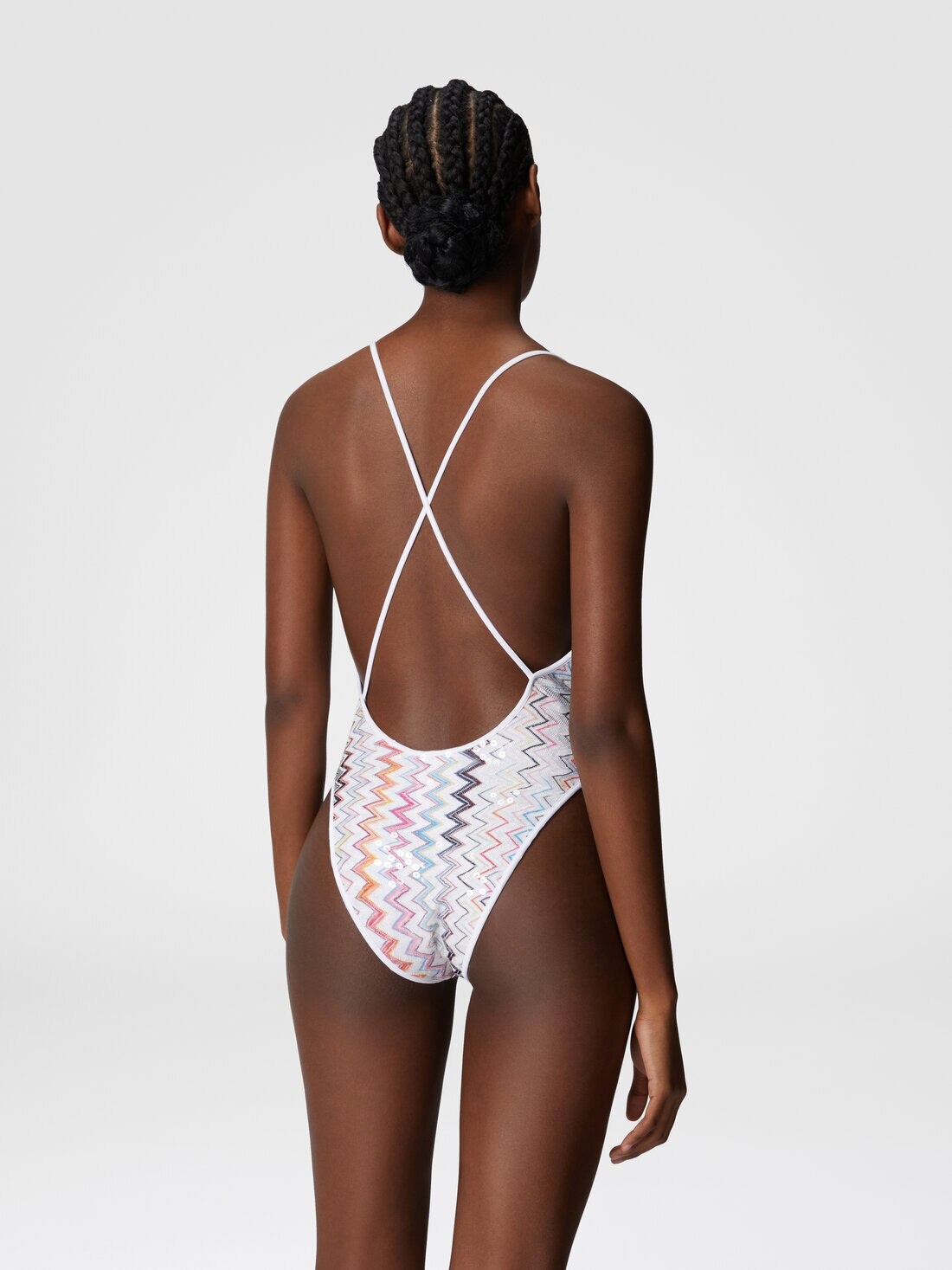 One-piece swimsuit with V-neck and sequins - 3