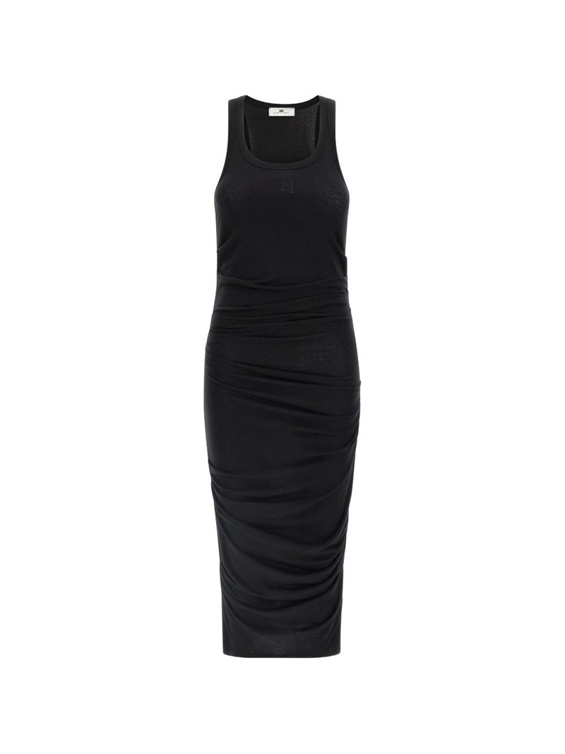 logo-embroidery draped midi dress 1