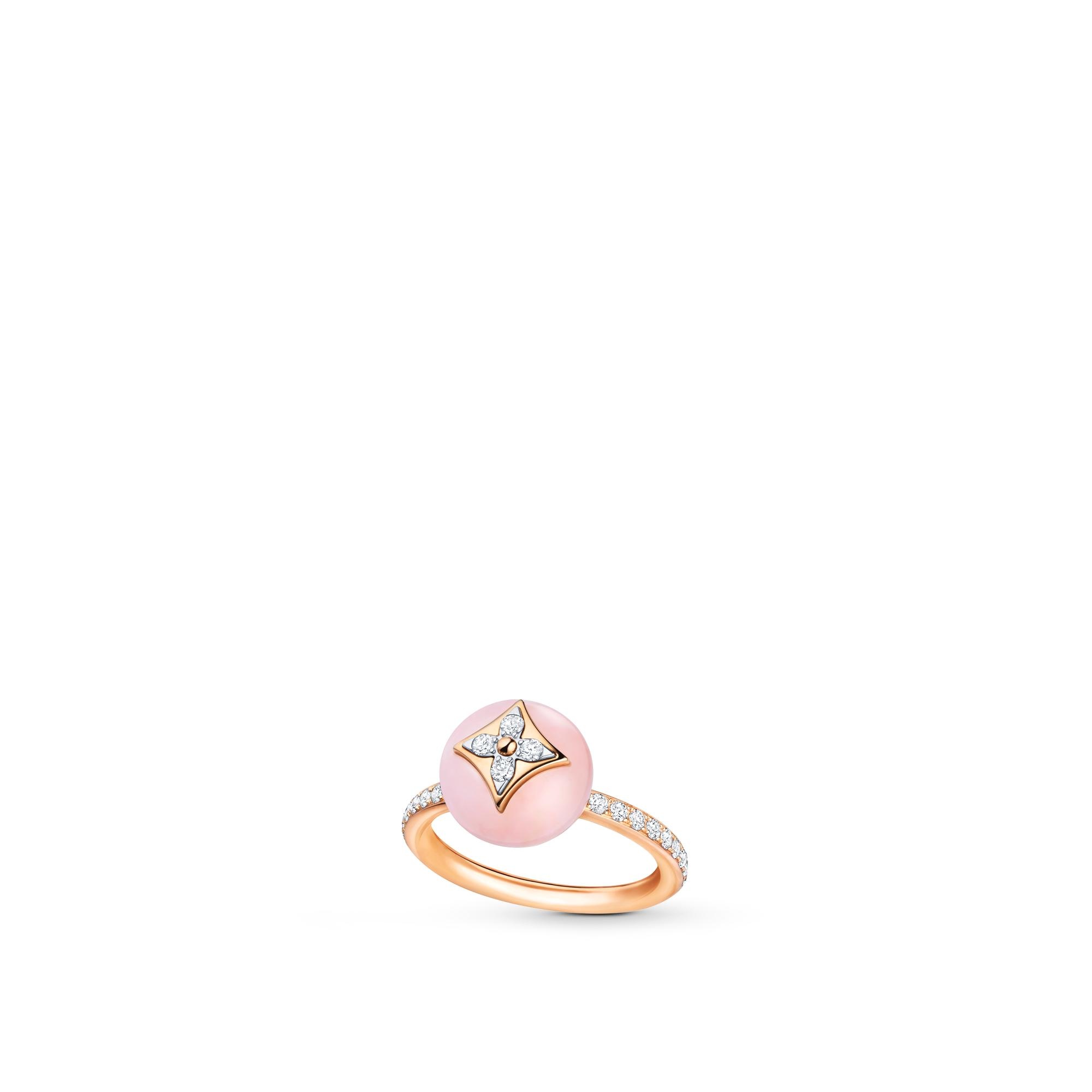 B Blossom Ring, Pink Gold, White Gold, Pink Opal And Pavé Diamond - 1