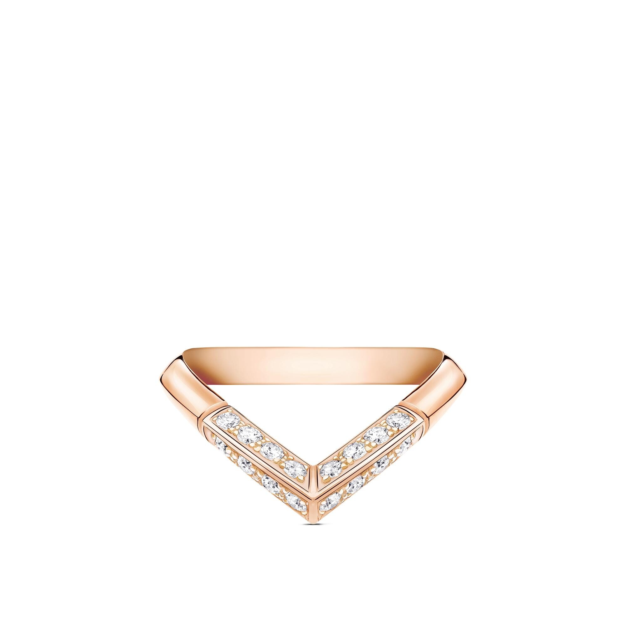 LV Diamonds Pavé V Ring, Pink Gold - 1