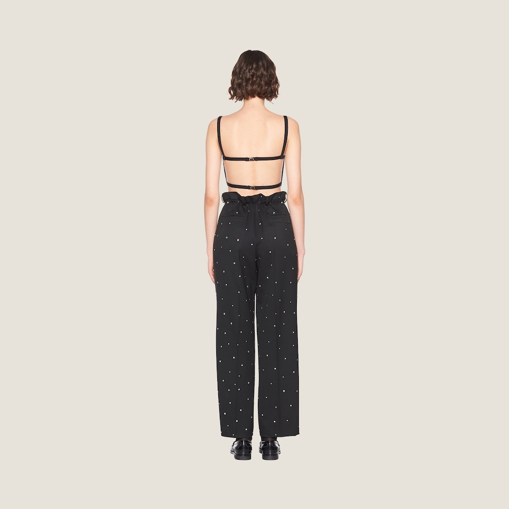 Embroidered grain de poudre pants - 2