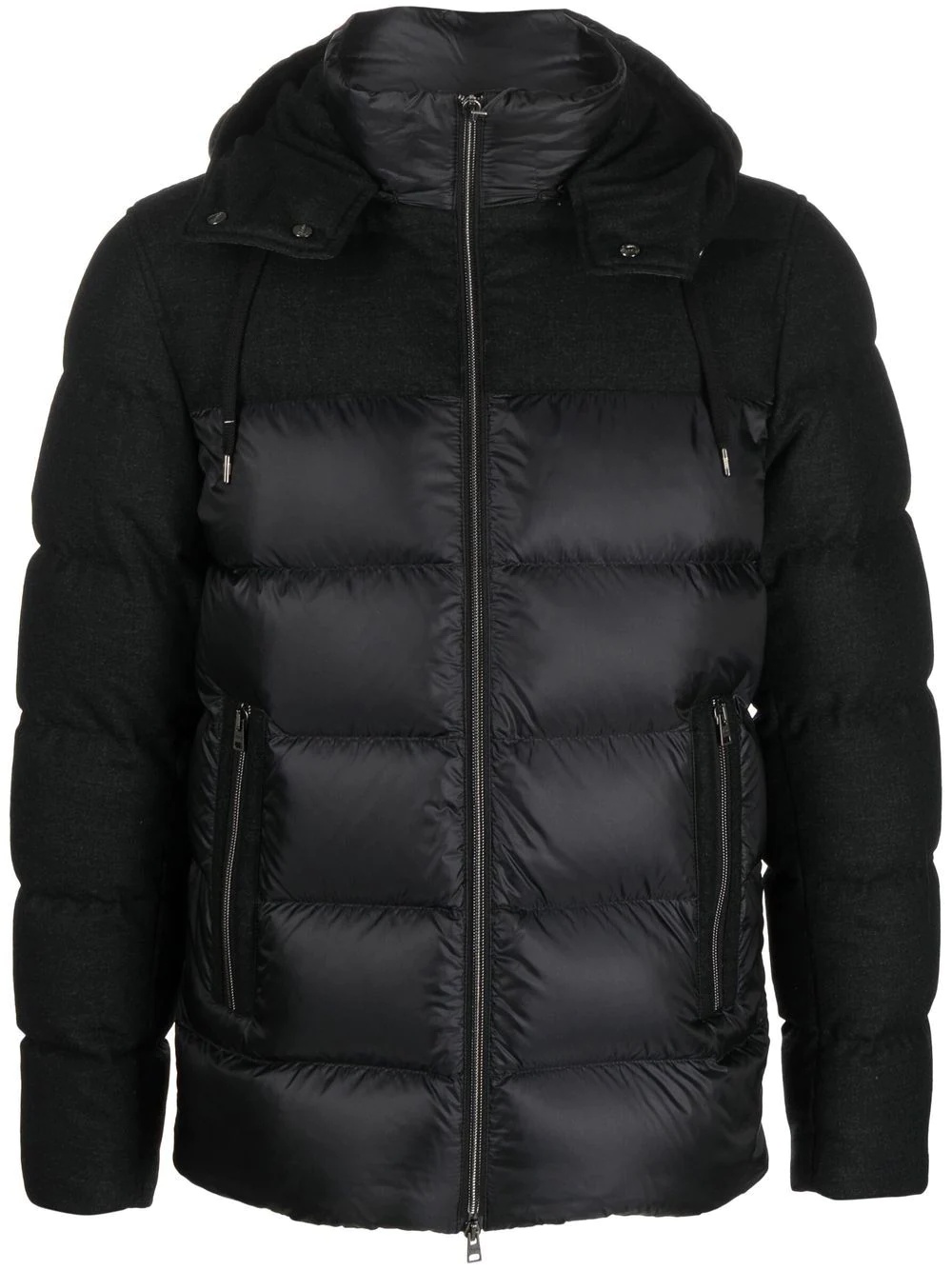 paneled hooded down jacket - 1