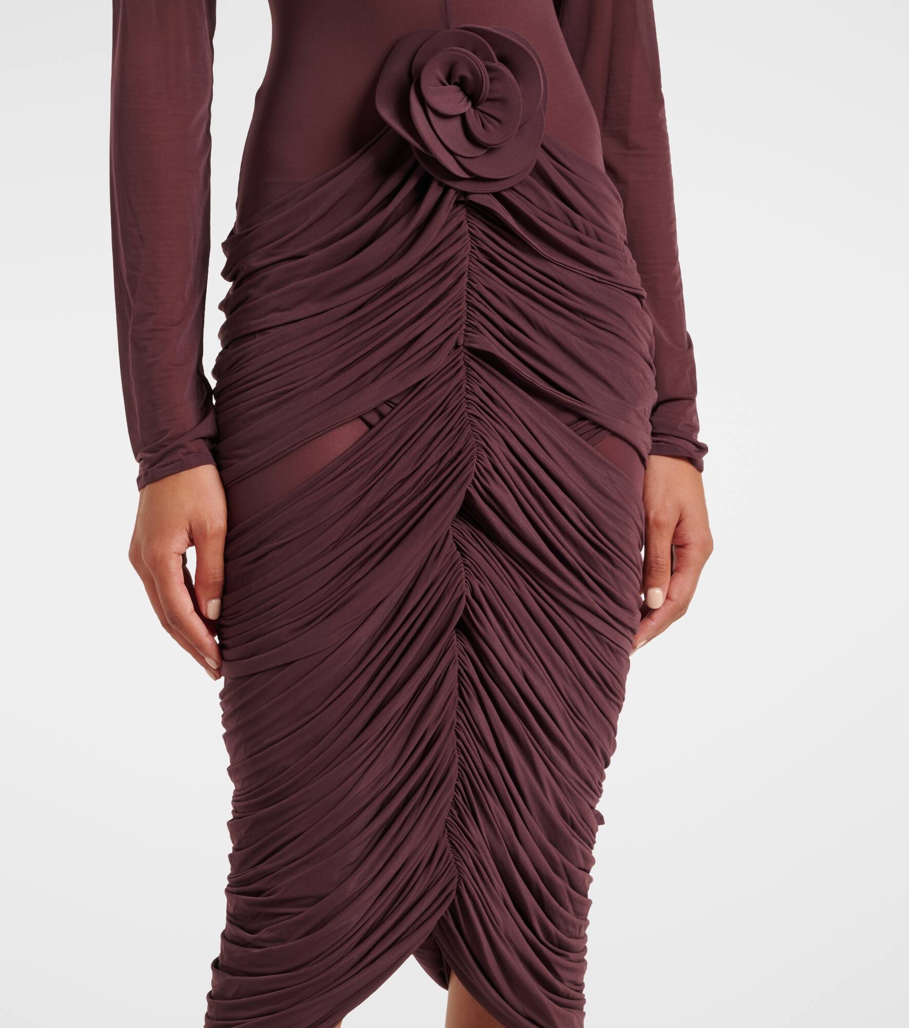 Floral-appliqué midi dress - 5