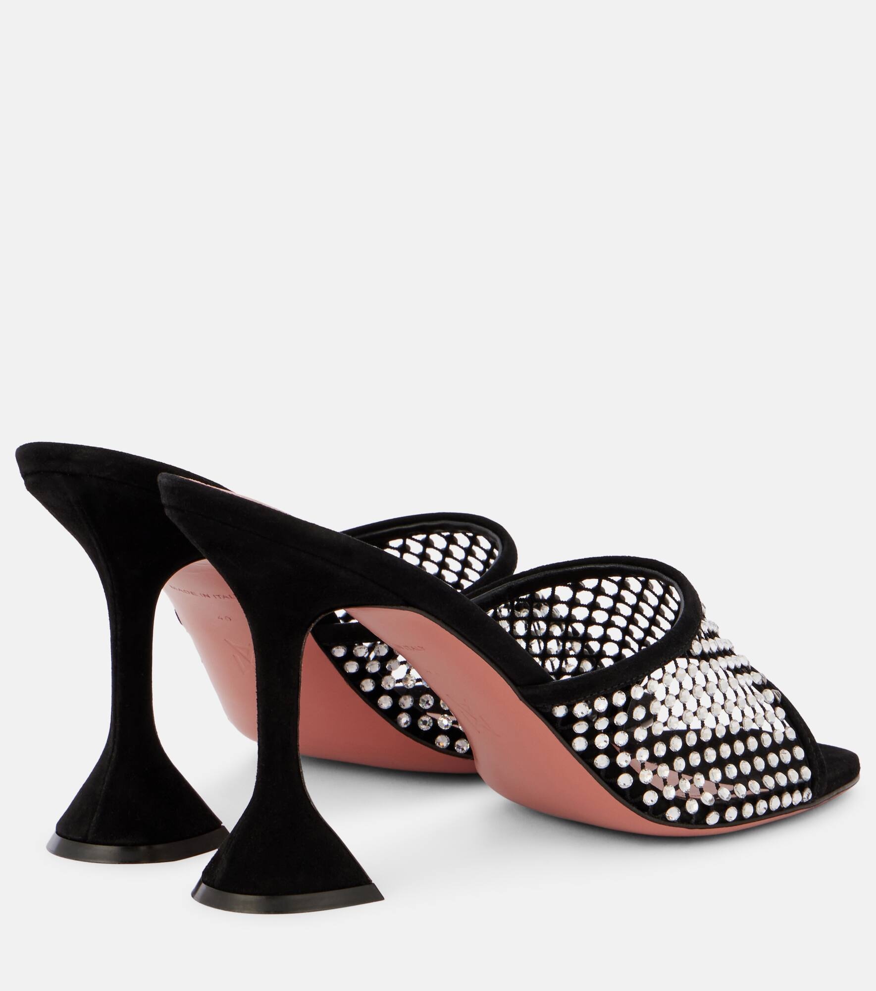 Lupita 95 suede-trimmed mesh mules - 2