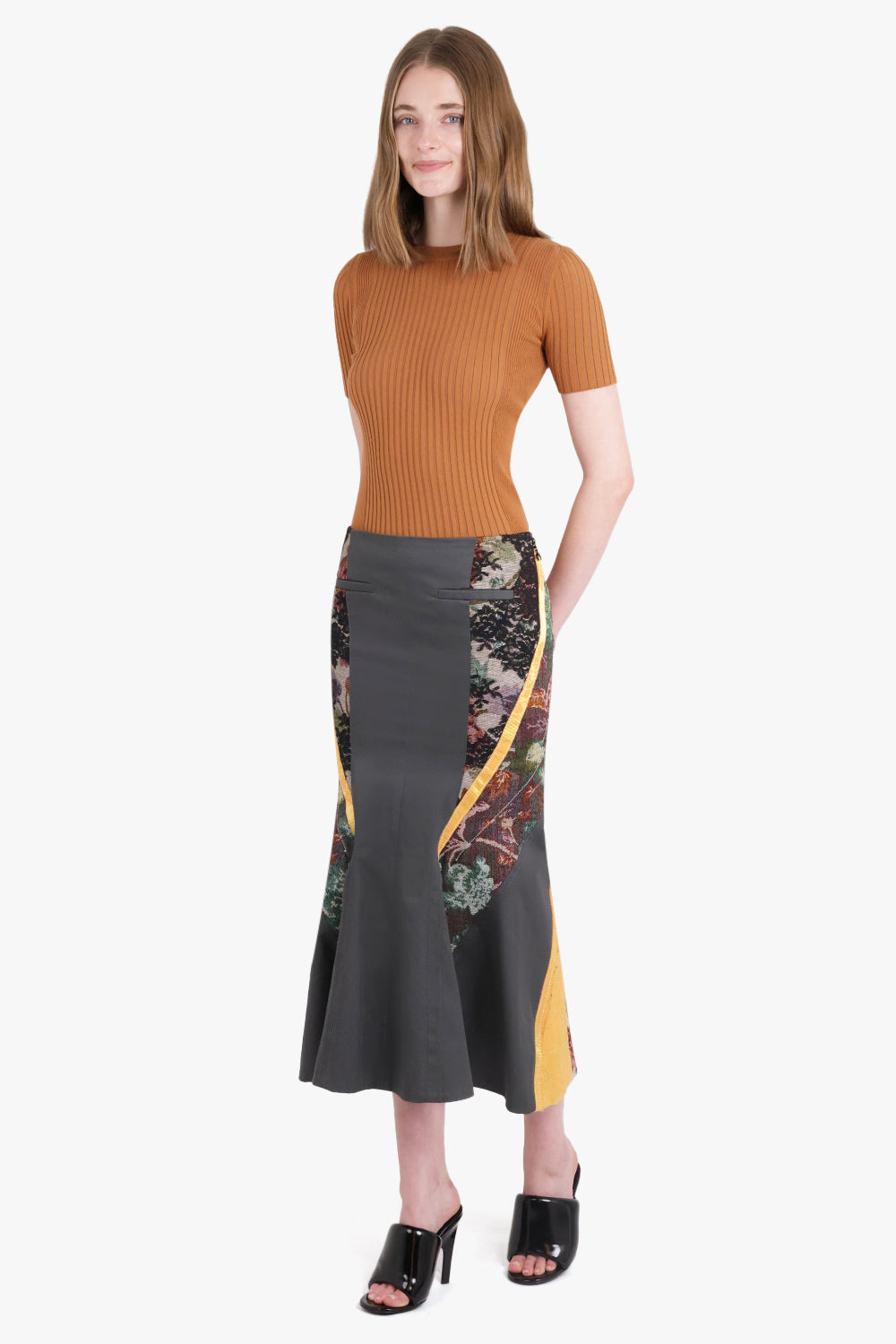 REGENERATED FLORAL TAPESTRIES FLARE SKIRT | MULTI - 2