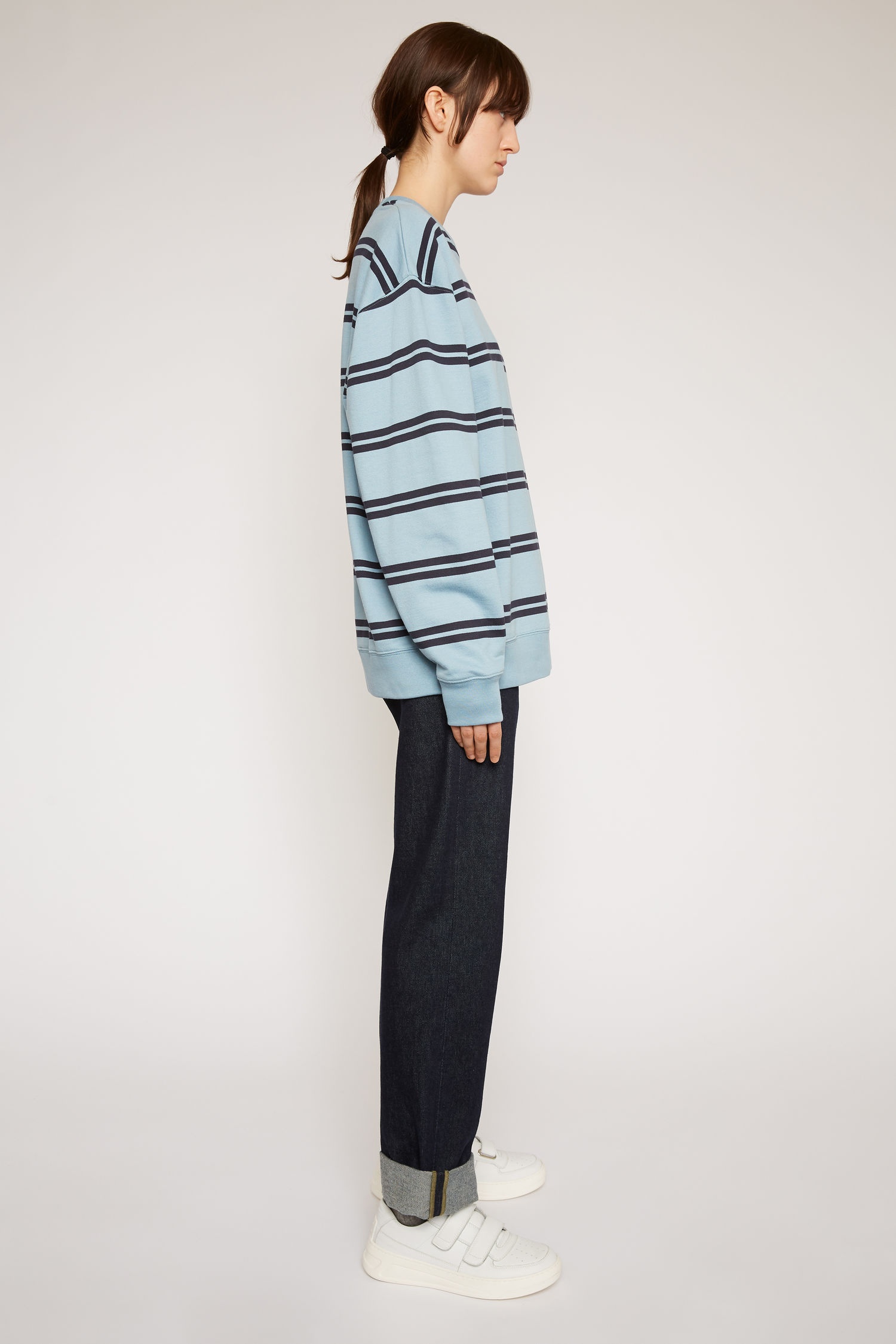 Oversized stripe sweatshirt mineral blue - 3