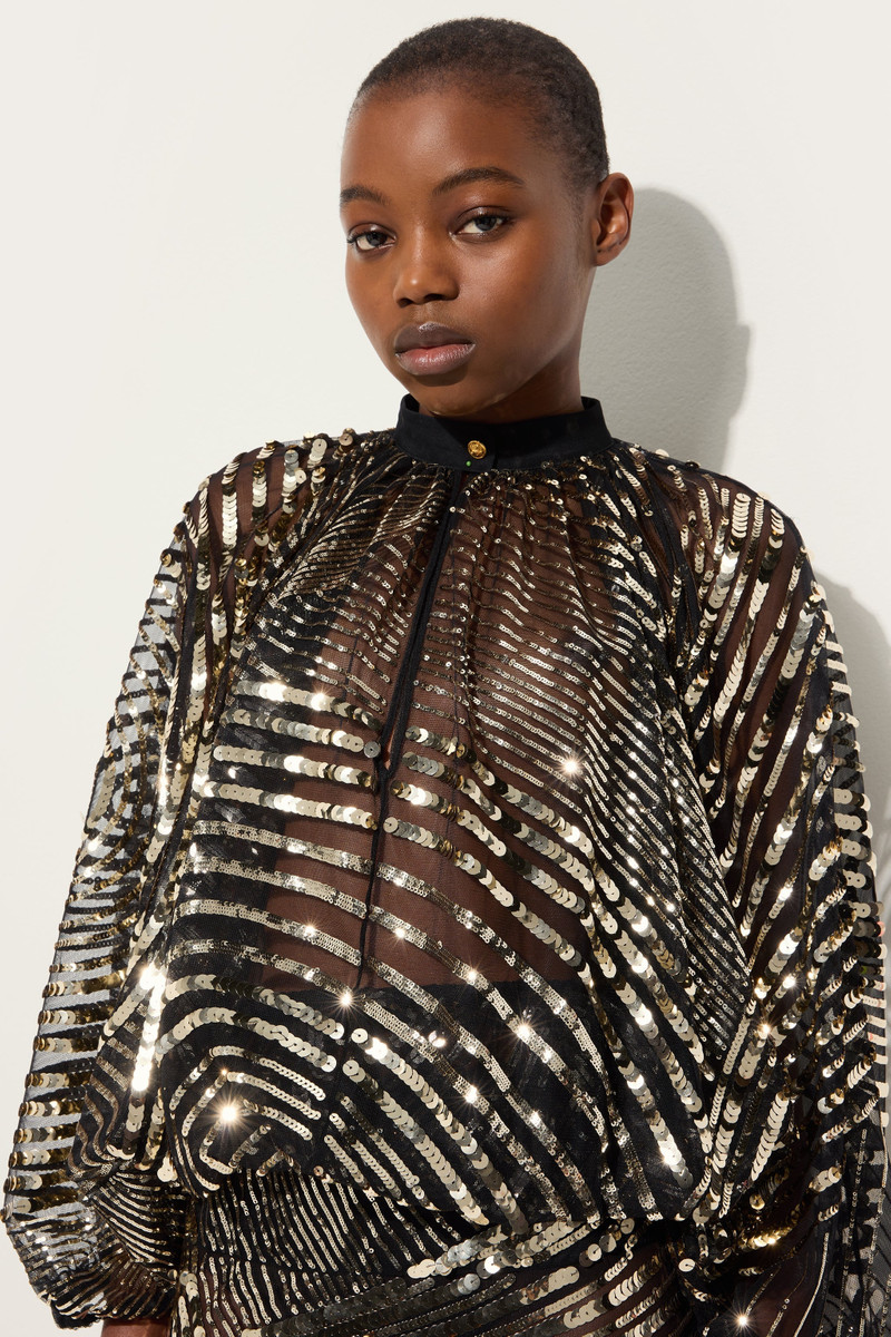IRIDE PRINT EMBROIDERED TULLE BLOUSE 5