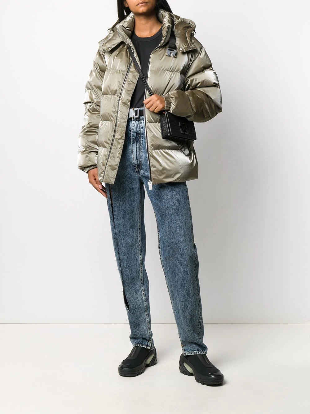 clip-neck quilted puffer jacket  - 3