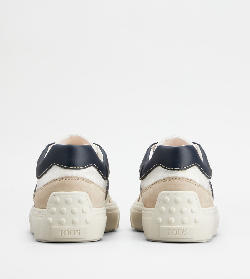 Tod's SNEAKERS IN LEATHER AND FABRIC - WHITE, BLUE, BEIGE outlook