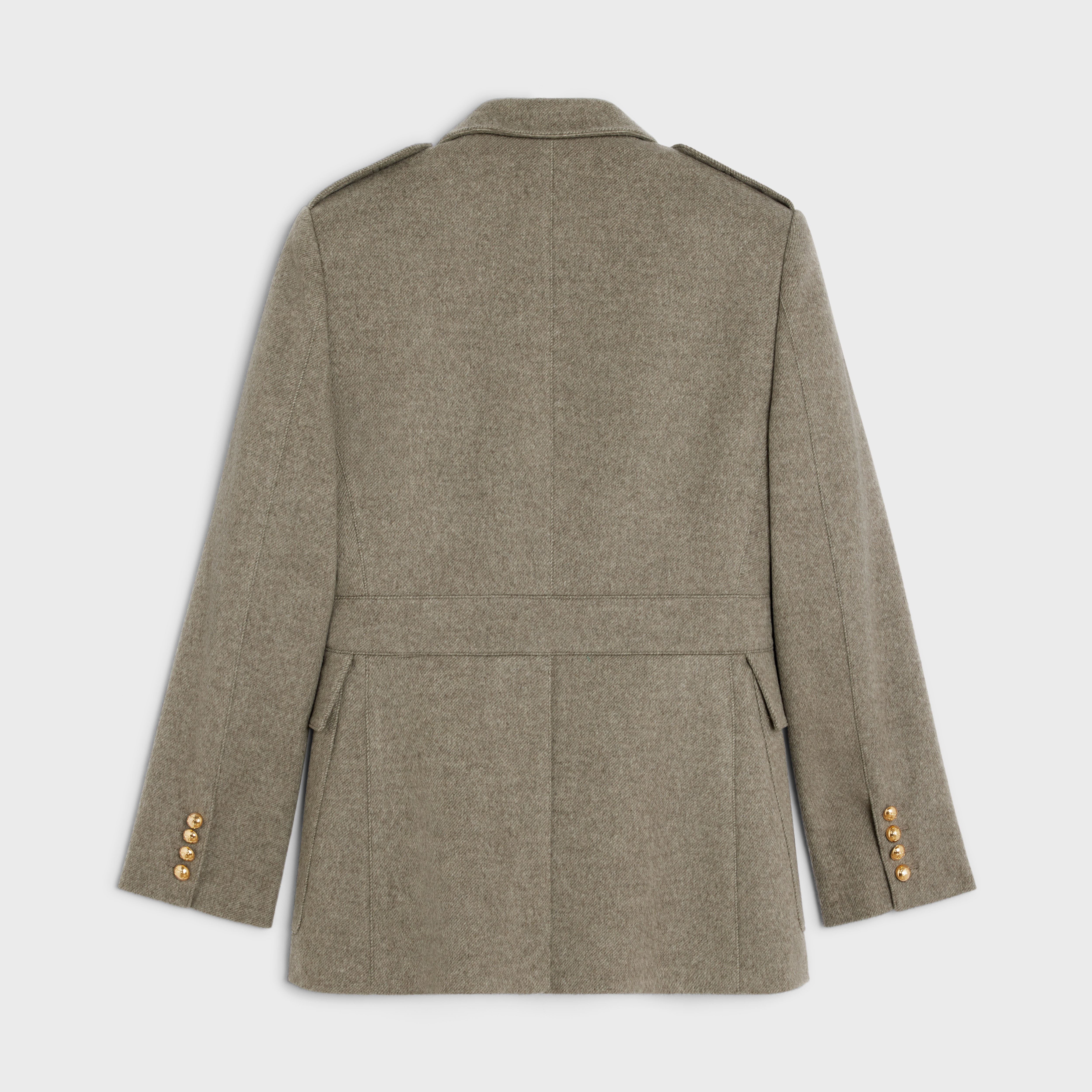 CELINE★素敵！Beige Gris Diagonal Cashmere Saharienne Jacket CELINE saharienne jacket in diagonal cashmere | REVERSIBLE