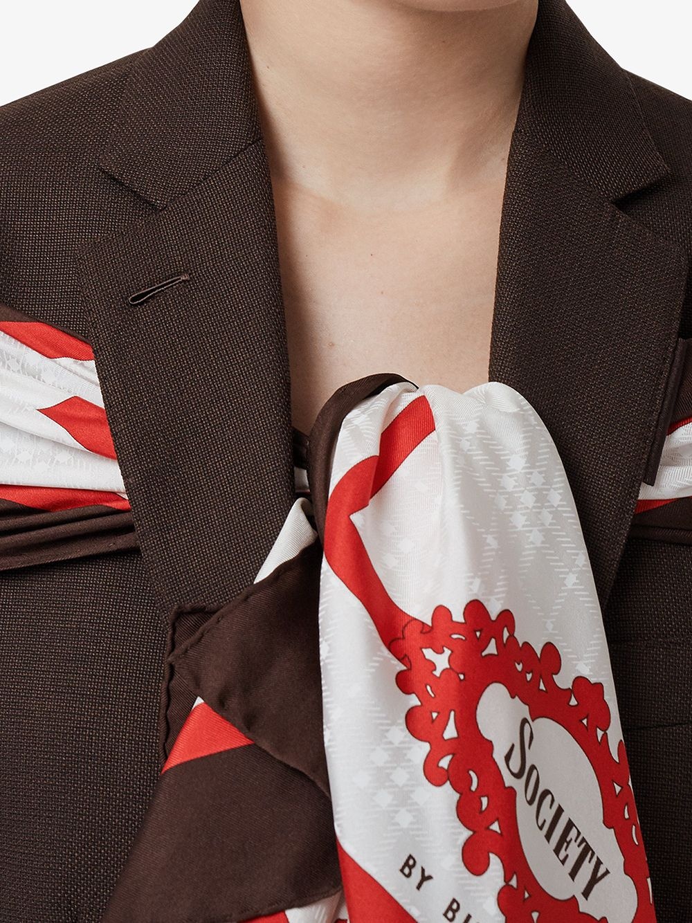 Silk Scarf Detail Wool Tailored Jacket - 5