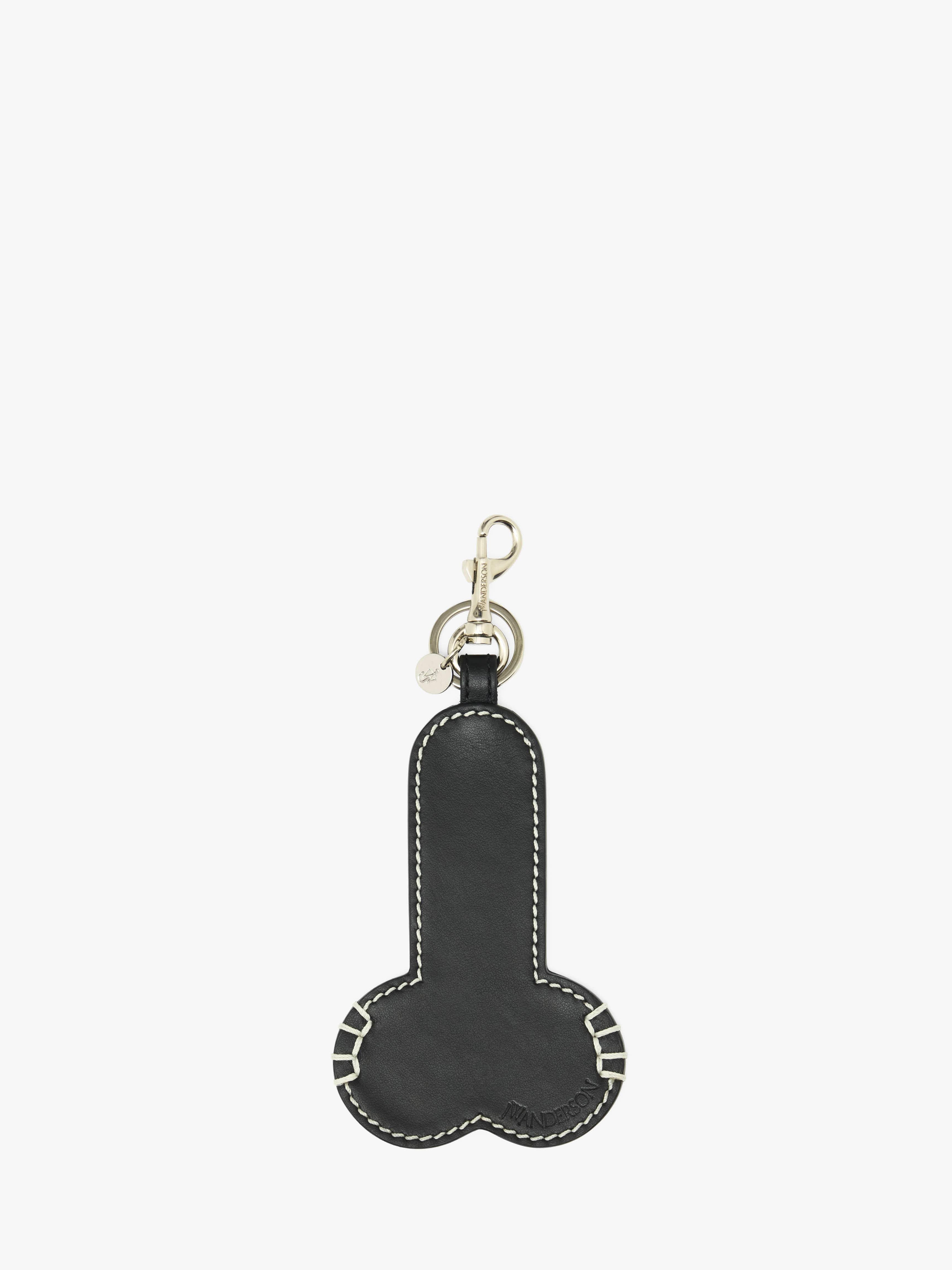CONTRAST TOPSTITCH LEATHER PENIS KEYRING - 1