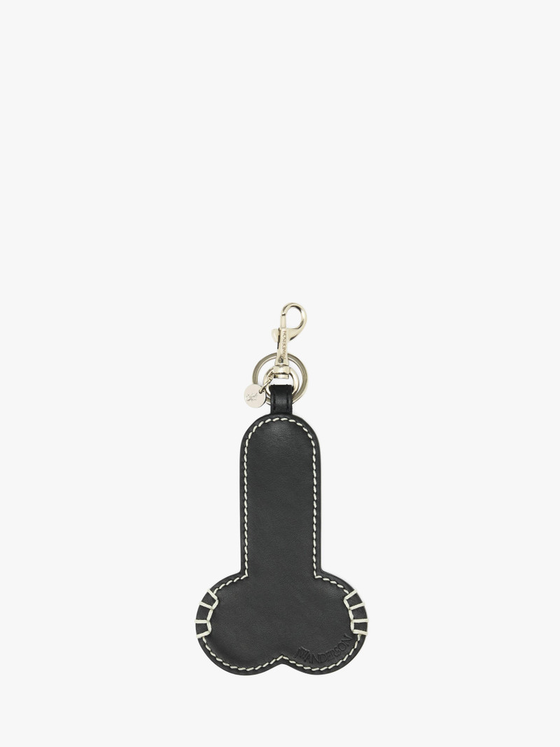 CONTRAST TOPSTITCH LEATHER PENIS KEYRING 1