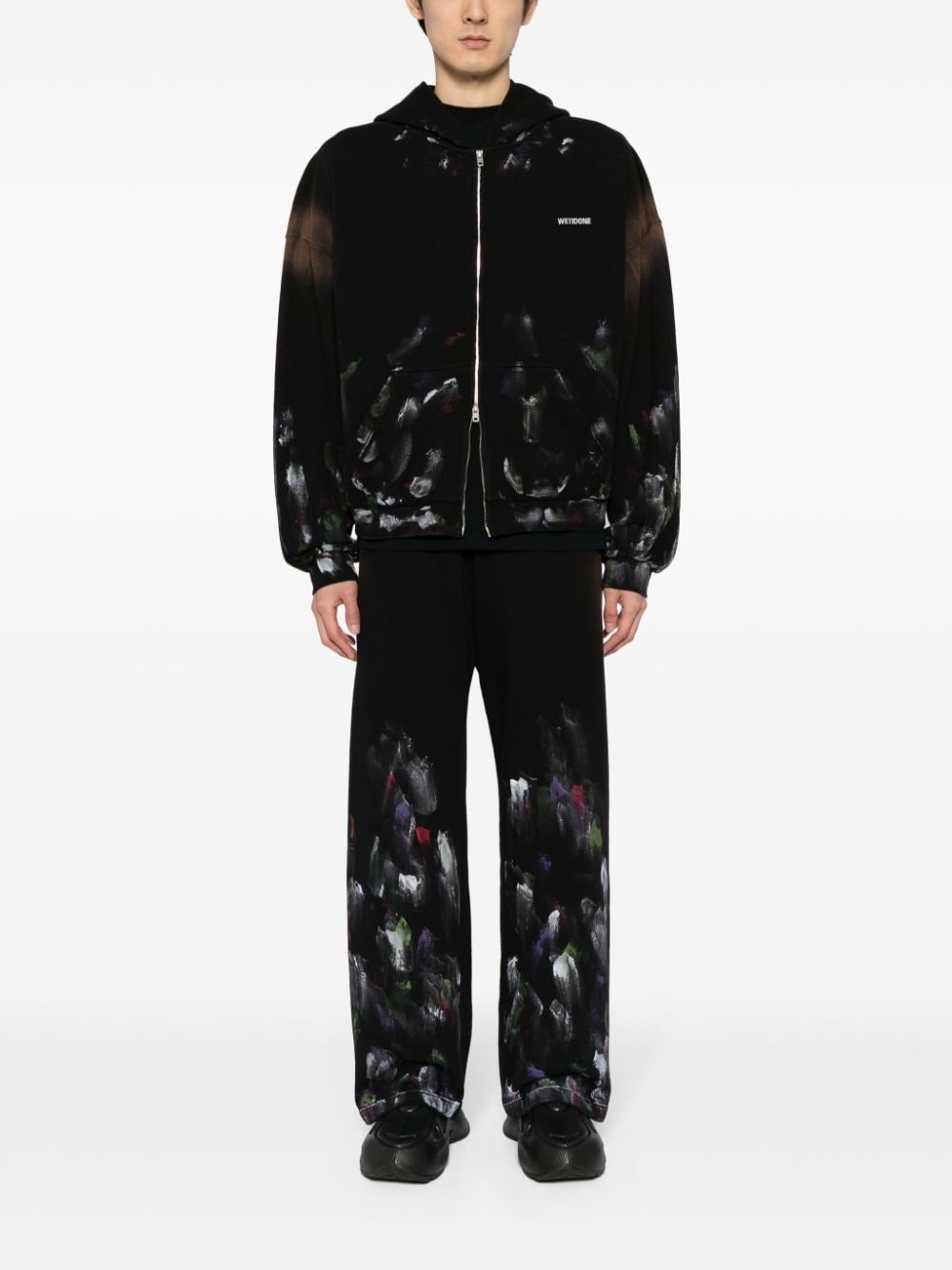 painterly-print cotton track pants - 3